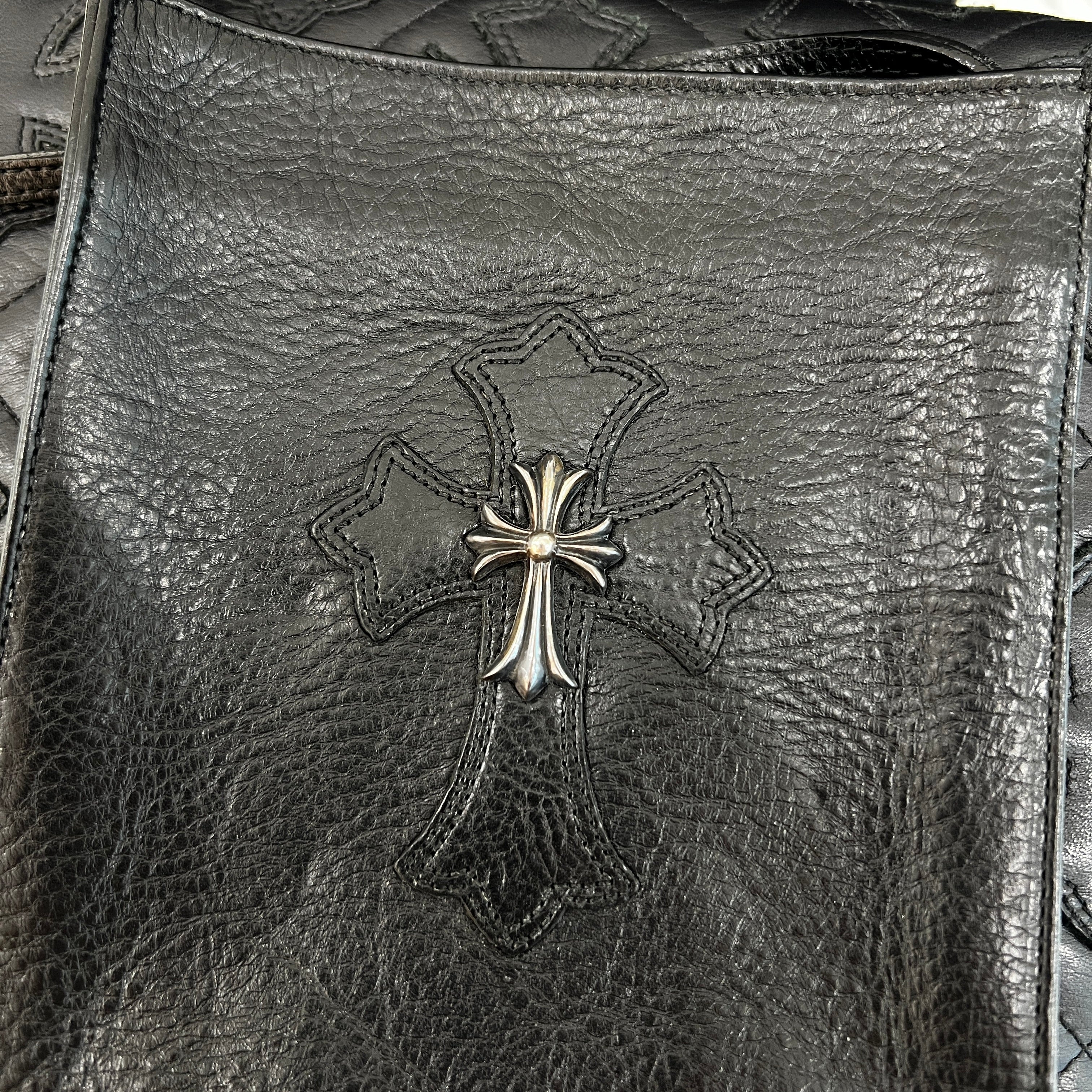 CHROME HEARTS CH Silver Cross Square Pocket Leather Shoulder Bag クロムハーツ CH シルバークロス スクエアポケット レザーショルダーバッグ