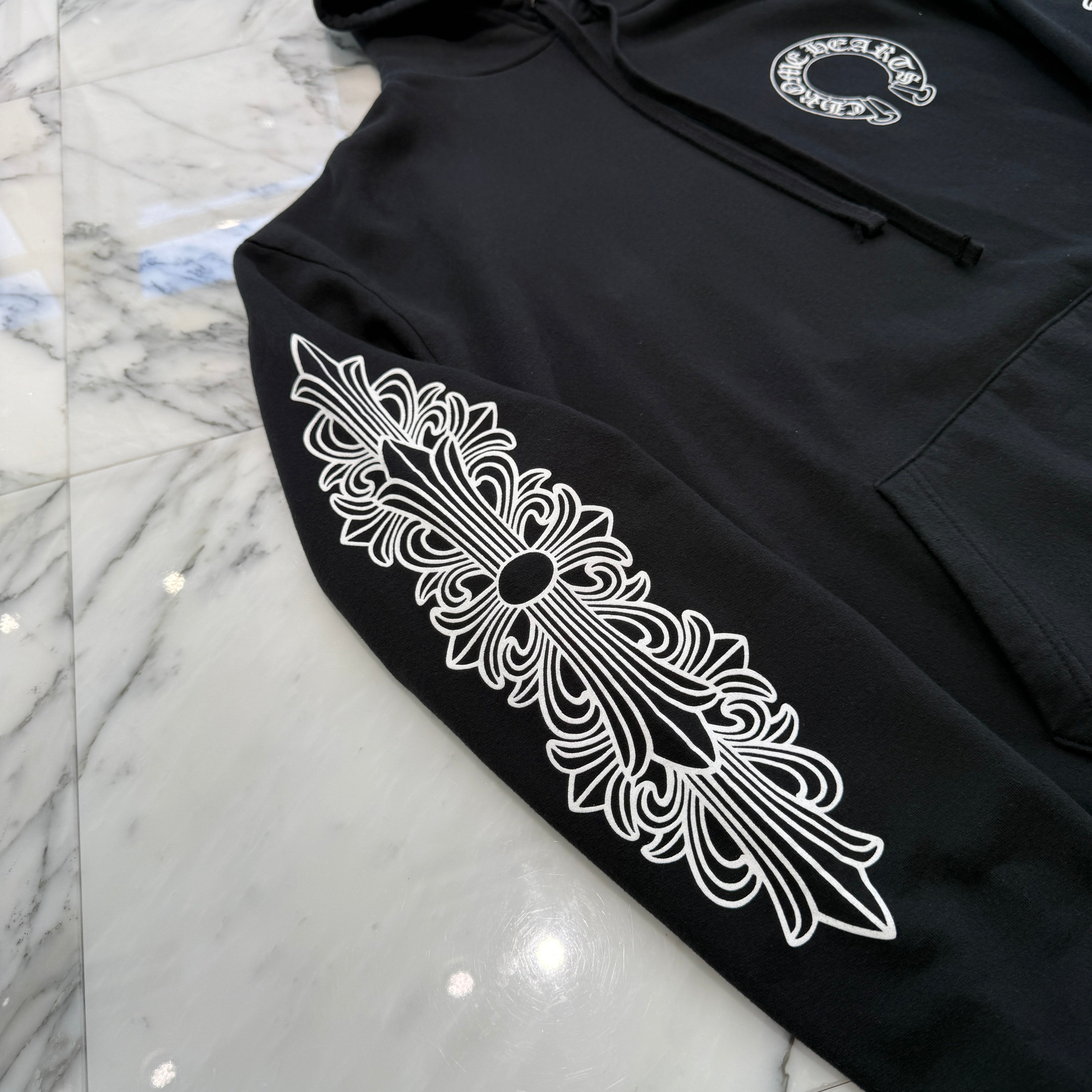 CHROME HEARTS Floral Cross Horseshoe Pullover Hoodie Size L クロムハーツ フローラルクロス ホースシュー プルオーバーフーディ サイズL