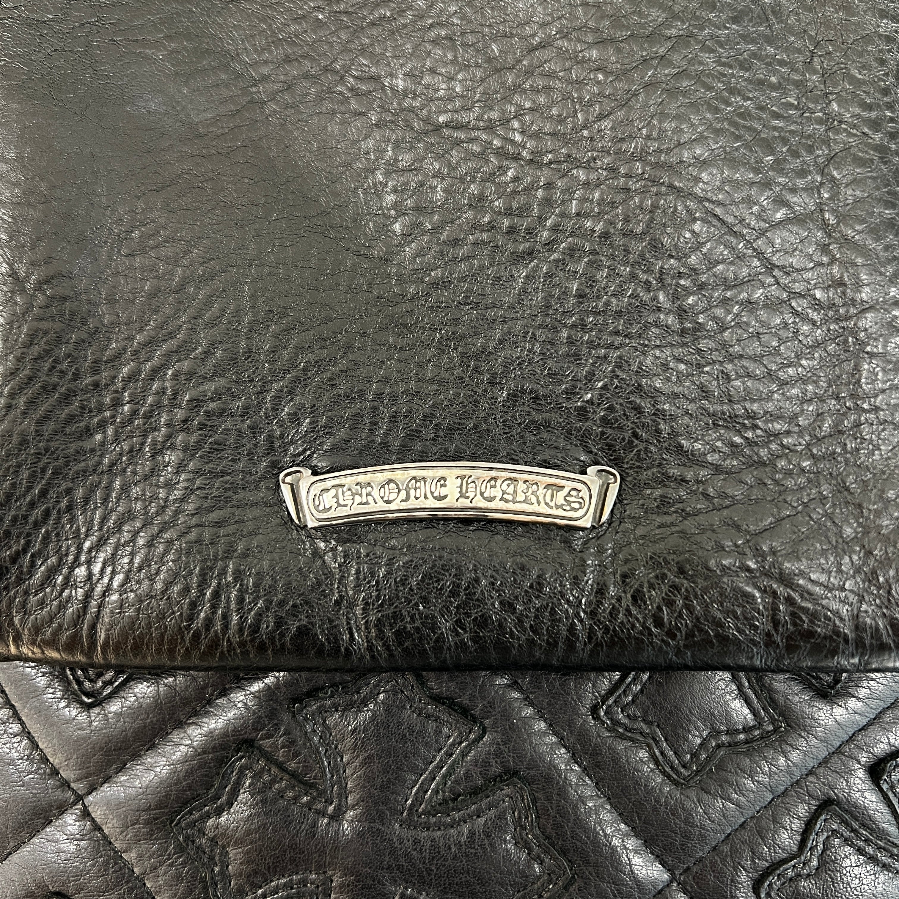 CHROME HEARTS CH Silver Cross Square Pocket Leather Shoulder Bag クロムハーツ CH シルバークロス スクエアポケット レザーショルダーバッグ