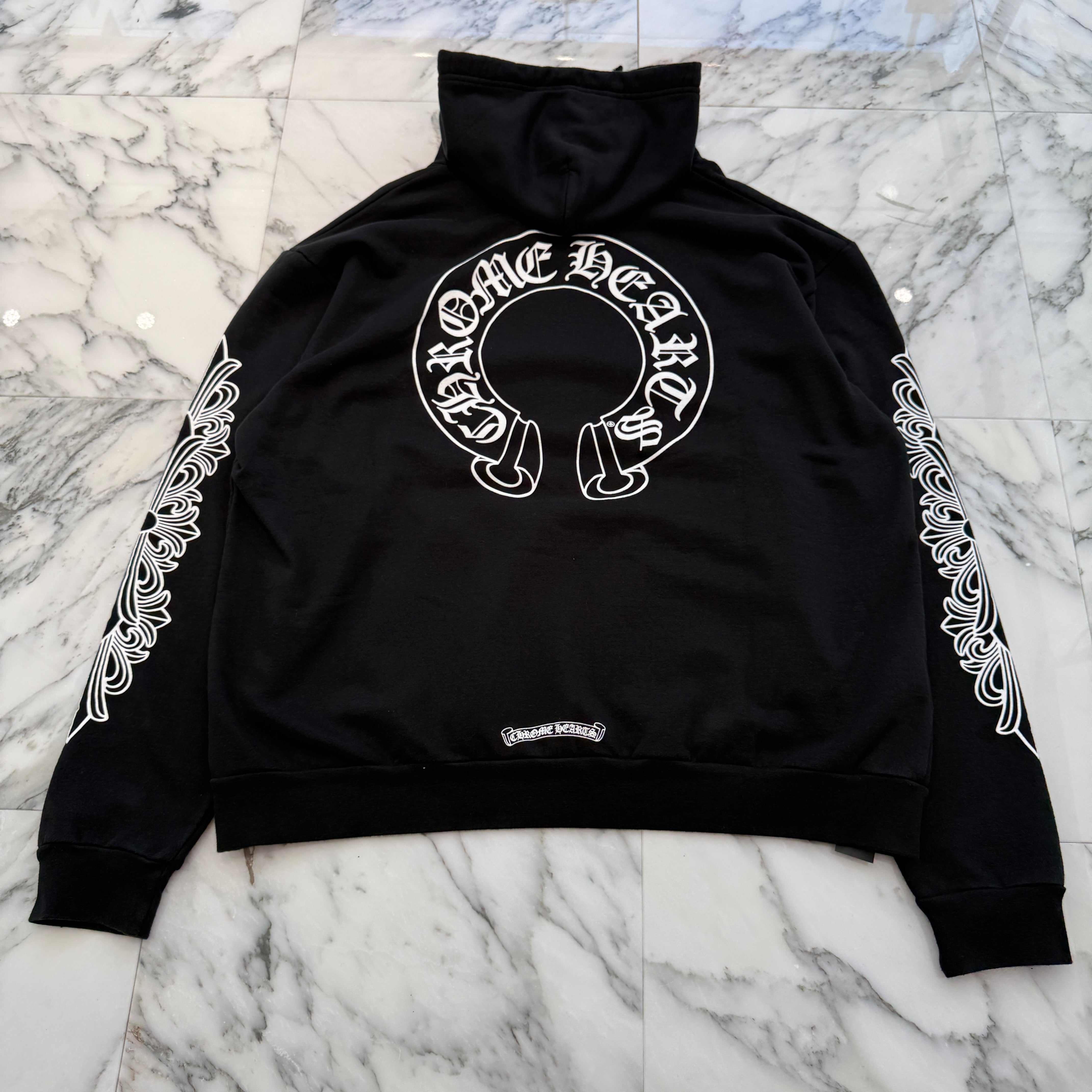 CHROME HEARTS Floral Cross Horseshoe Pullover Hoodie Size L クロムハーツ フローラルクロス ホースシュー プルオーバーフーディ サイズL