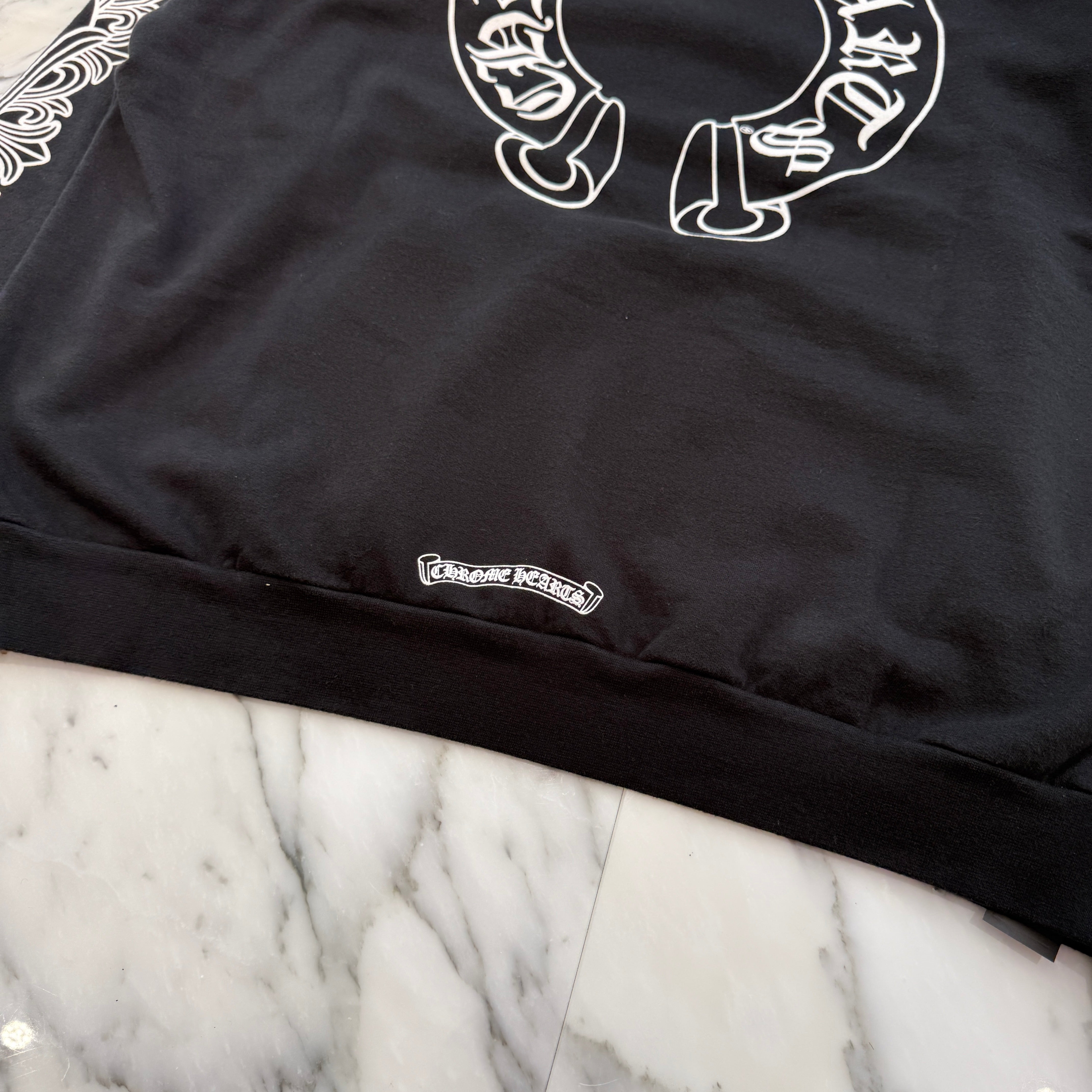 CHROME HEARTS Floral Cross Horseshoe Pullover Hoodie Size L クロムハーツ フローラルクロス ホースシュー プルオーバーフーディ サイズL