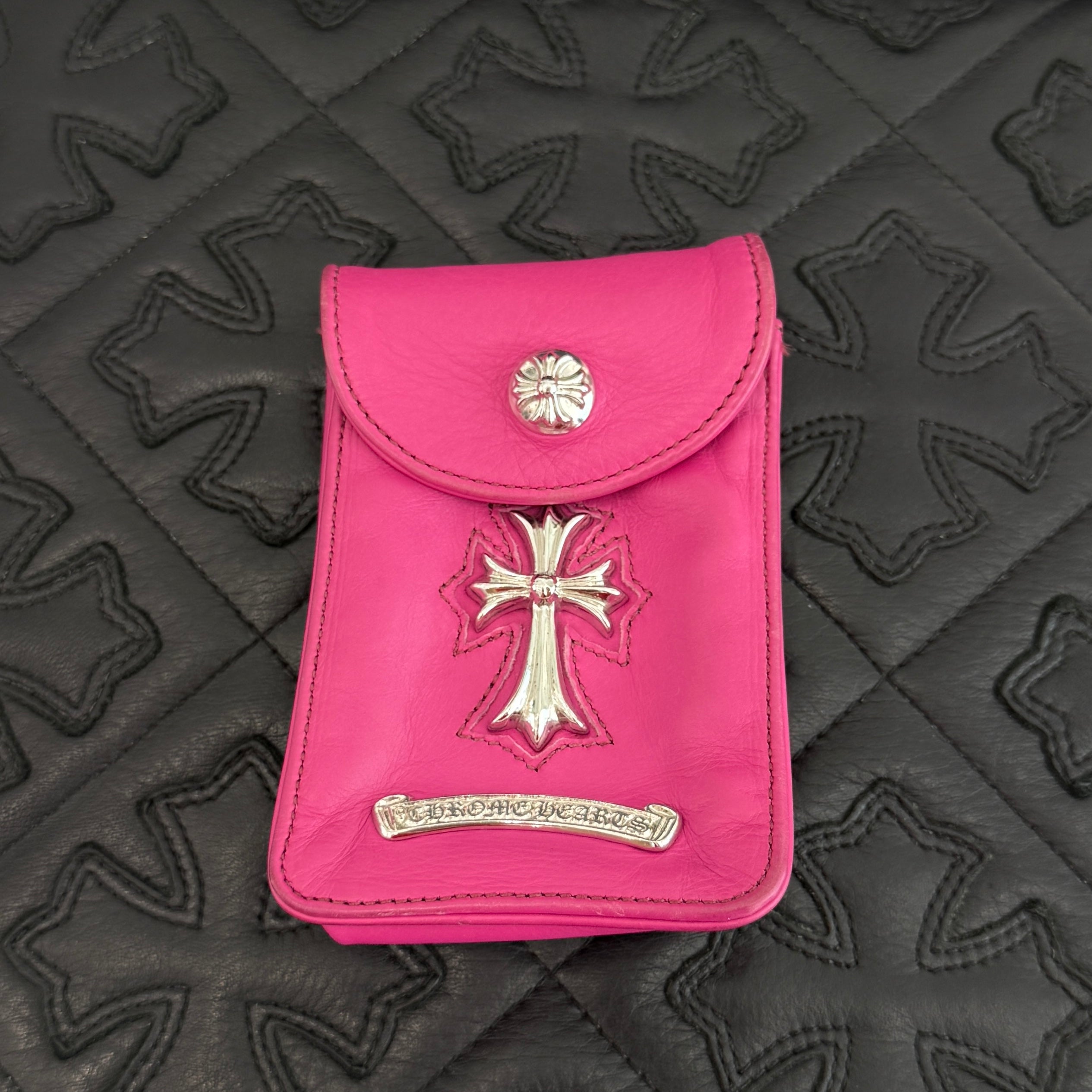 CHROME HEARTS Silver Cross Leather Cigarette Case クロムハーツ
