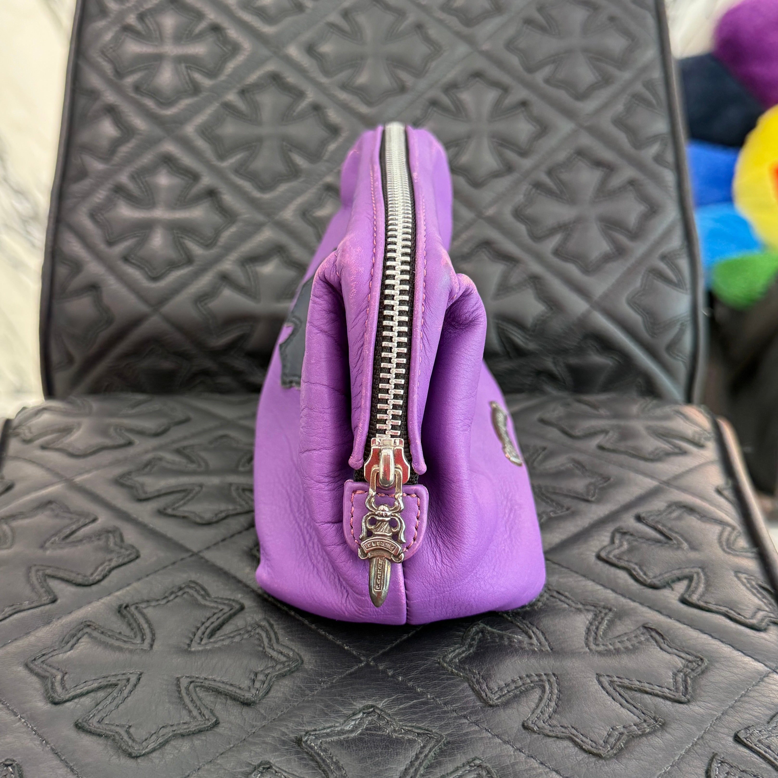 CHROME HEARTS CH Plus Cross Patch Lamb Skin Leather Poach クロムハーツ CHプラス クロスパッチ ラムスキン レザーポーチ