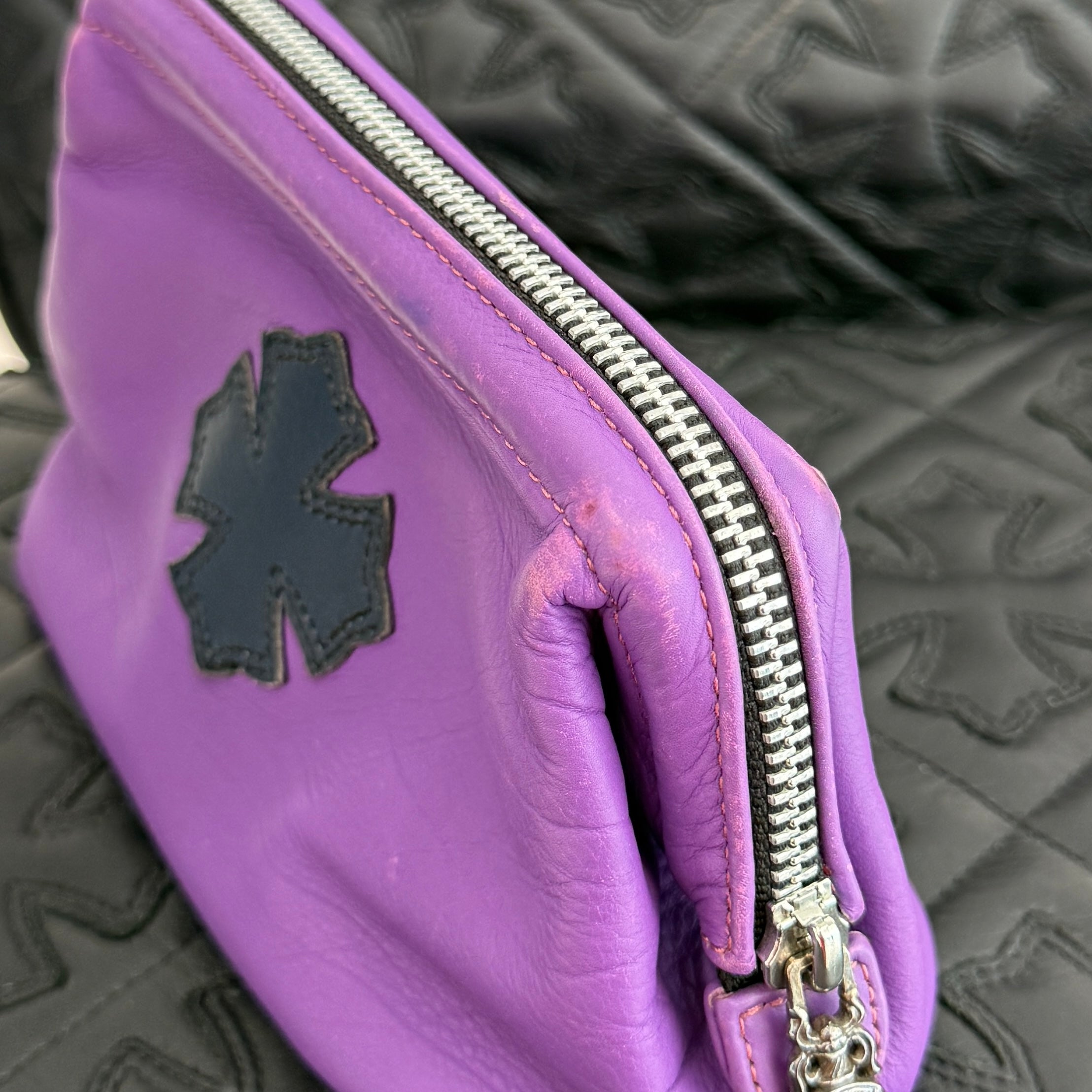 CHROME HEARTS CH Plus Cross Patch Lamb Skin Leather Poach クロムハーツ CHプラス クロスパッチ ラムスキン レザーポーチ