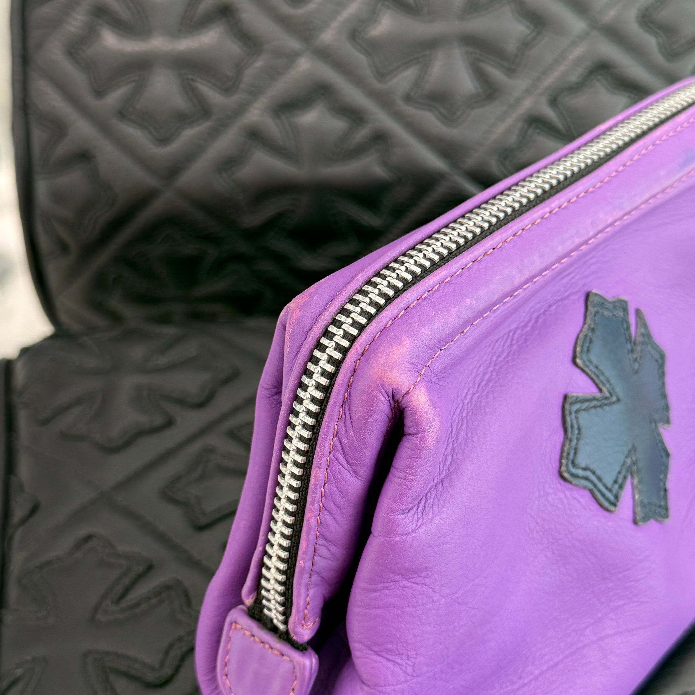 CHROME HEARTS CH Plus Cross Patch Lamb Skin Leather Poach クロムハーツ CHプラス クロスパッチ ラムスキン レザーポーチ