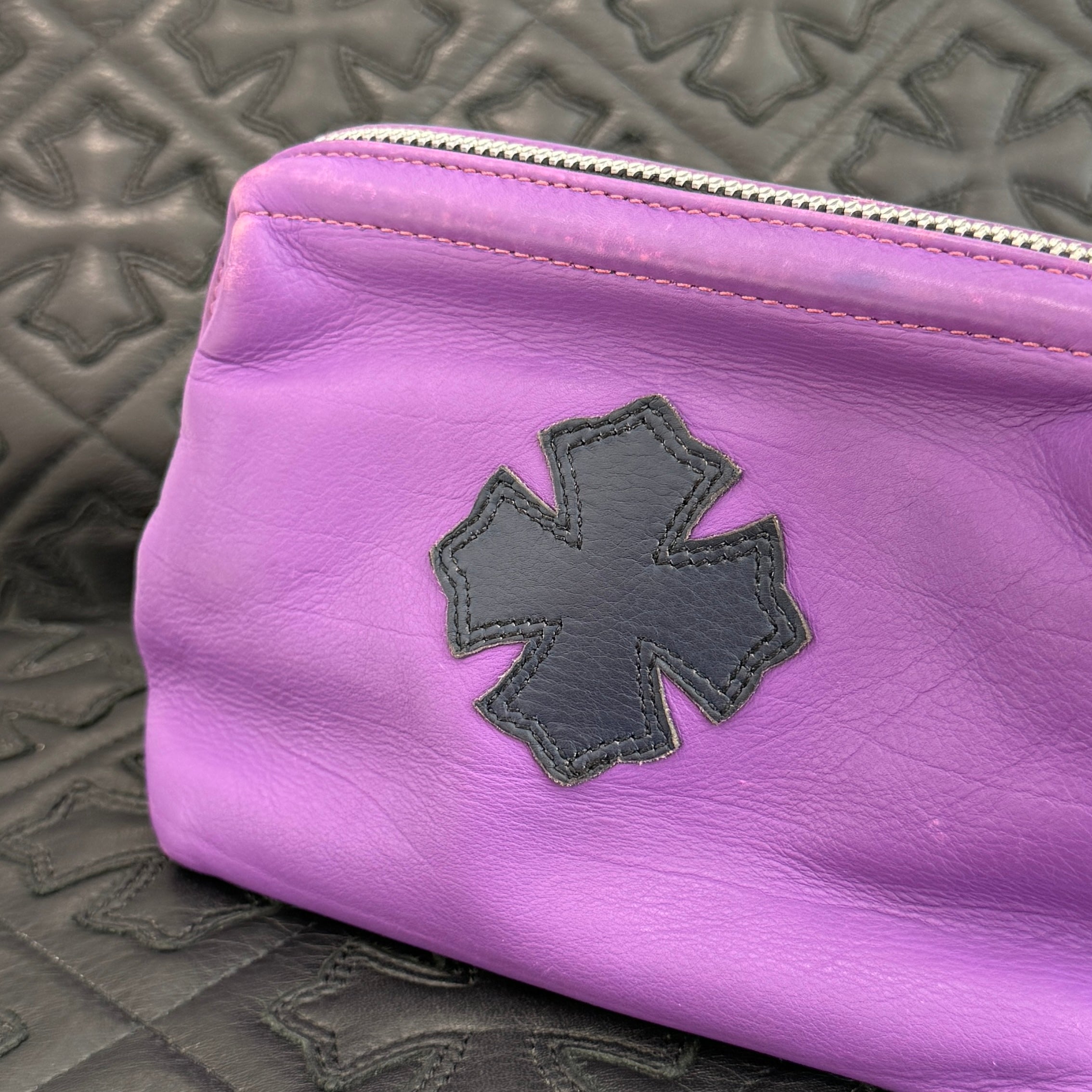 CHROME HEARTS CH Plus Cross Patch Lamb Skin Leather Poach クロムハーツ CHプラス クロスパッチ ラムスキン レザーポーチ