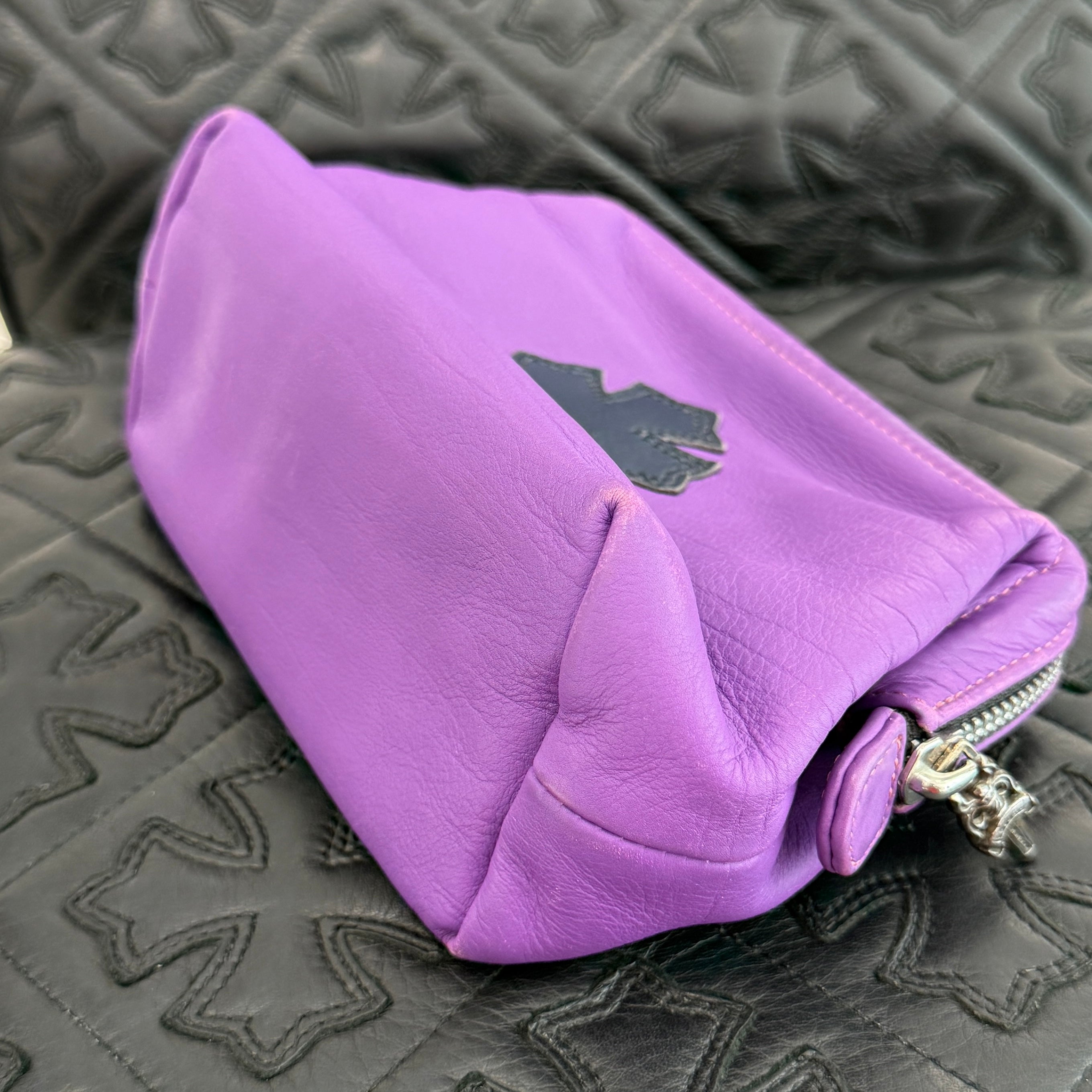 CHROME HEARTS CH Plus Cross Patch Lamb Skin Leather Poach クロムハーツ CHプラス クロスパッチ ラムスキン レザーポーチ