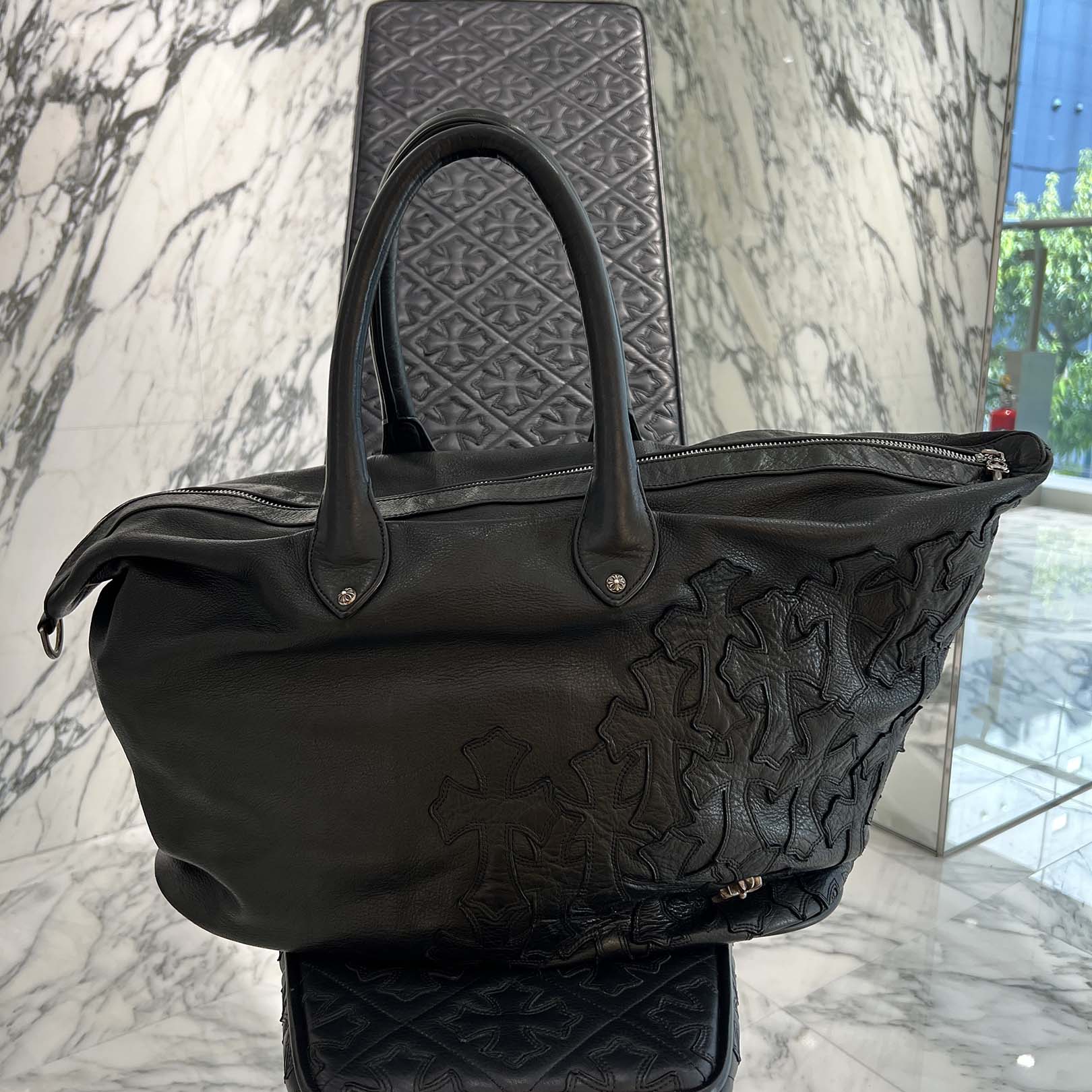 CHROME HEARTS Cemetery Cross Patch Gilles Boston Bag クロムハーツ セメタリークロスパッチ ジル ボストンバッグ