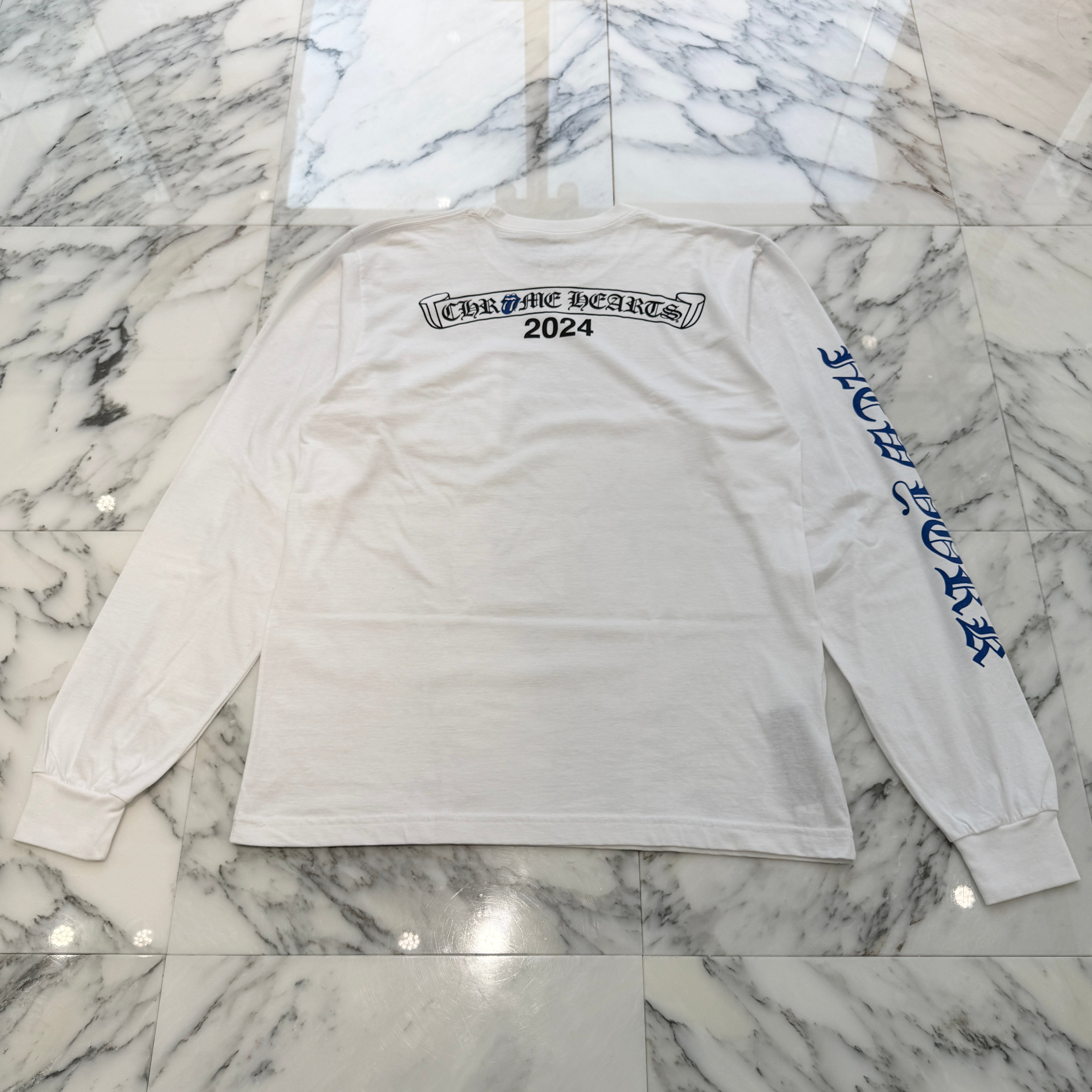 CHROME HEARTS × The Rolling Stones 2024SS Lip And Tan Neck Logo Back Scroll Long Sleeve Tee Size L クロムハーツ×ローリングストーンズ リップアンドタンネックロゴ バックスクロール ロングスリーブTシャツ サイズL