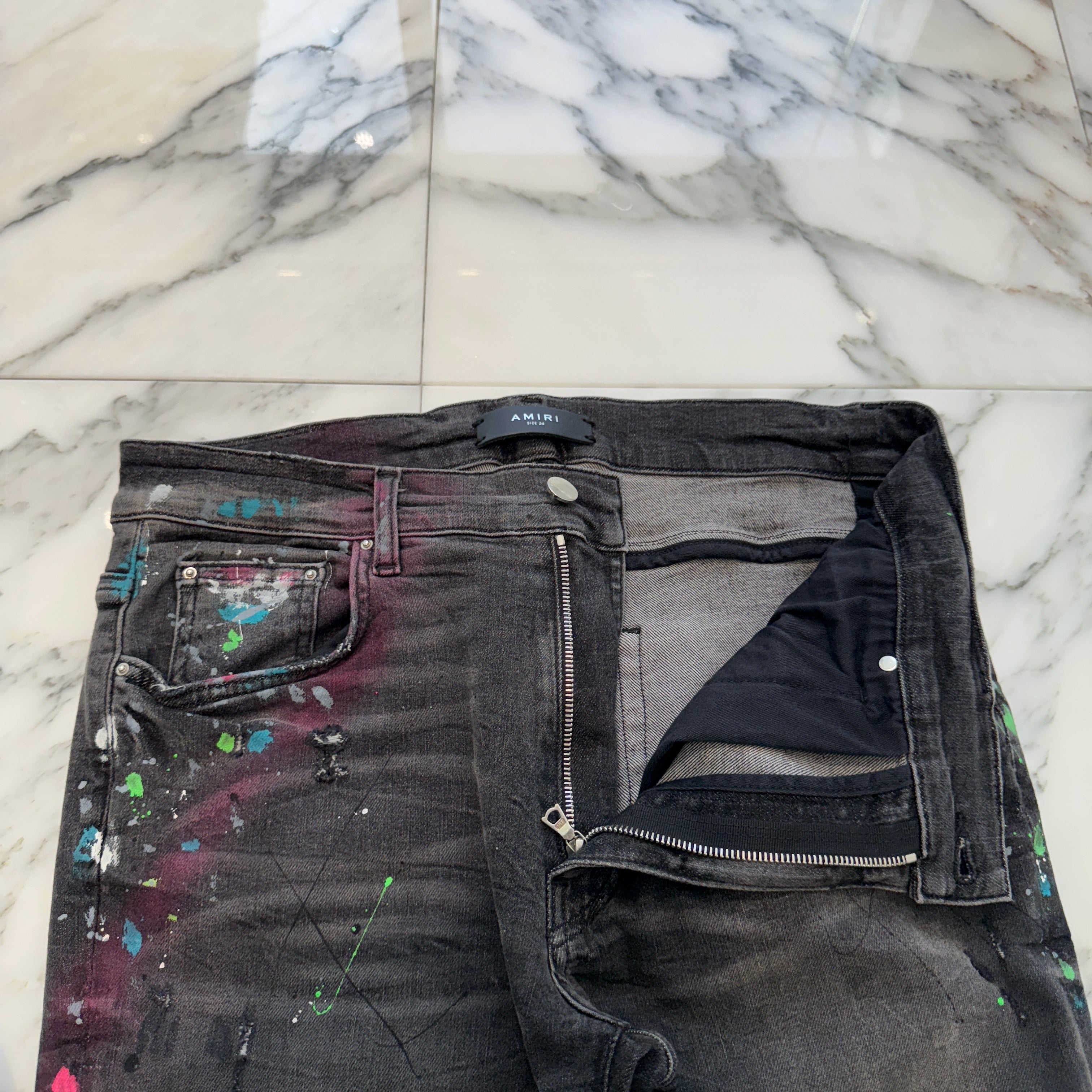 AMIRI Paint Splattered Ripped Jeans Size 34 アミリ ペイントスプラッター リップド ジーンズ サイズ34