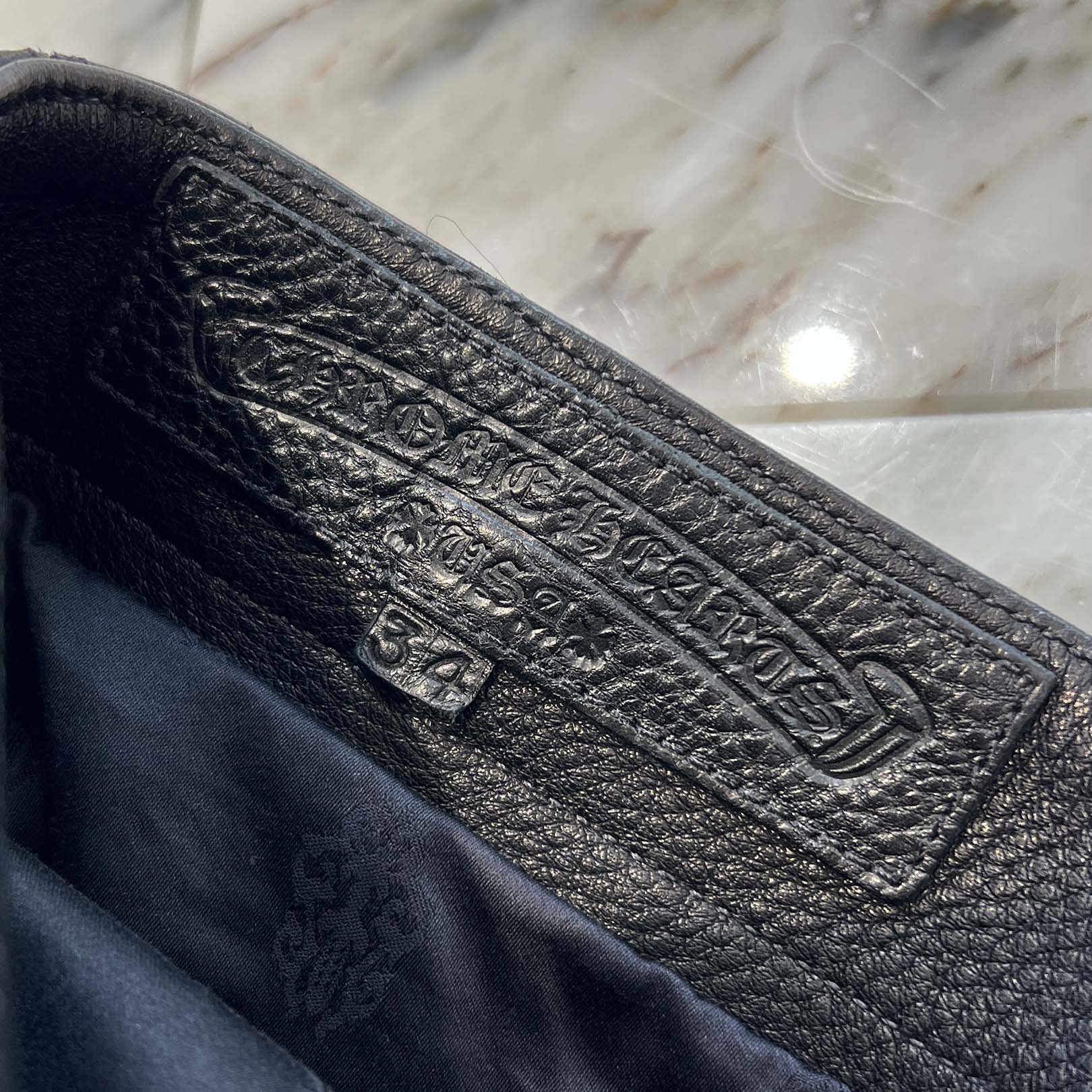 CHROME HEARTS Cross Ball Button Leather Cargo Pants Size 34 クロムハーツ クロスボールボタン レザー カーゴパンツ サイズ34