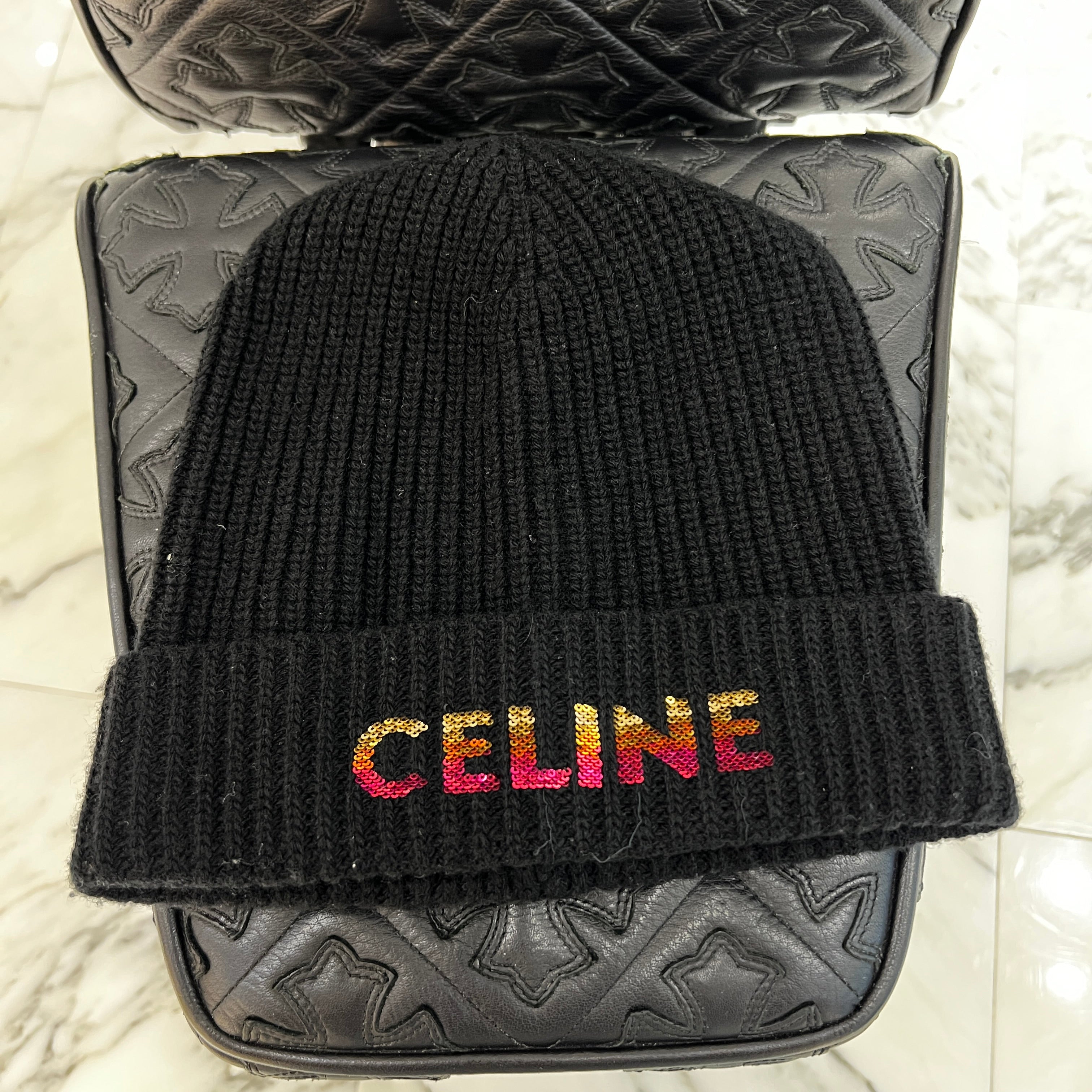 CELINE 2022AW Logo Embroidery Gradient Sequin Beanie 2A07Z666Q Size TU セリーヌ  ロゴエンブロイダリー グラデーション スパンコール ビーニー  サイズTU
