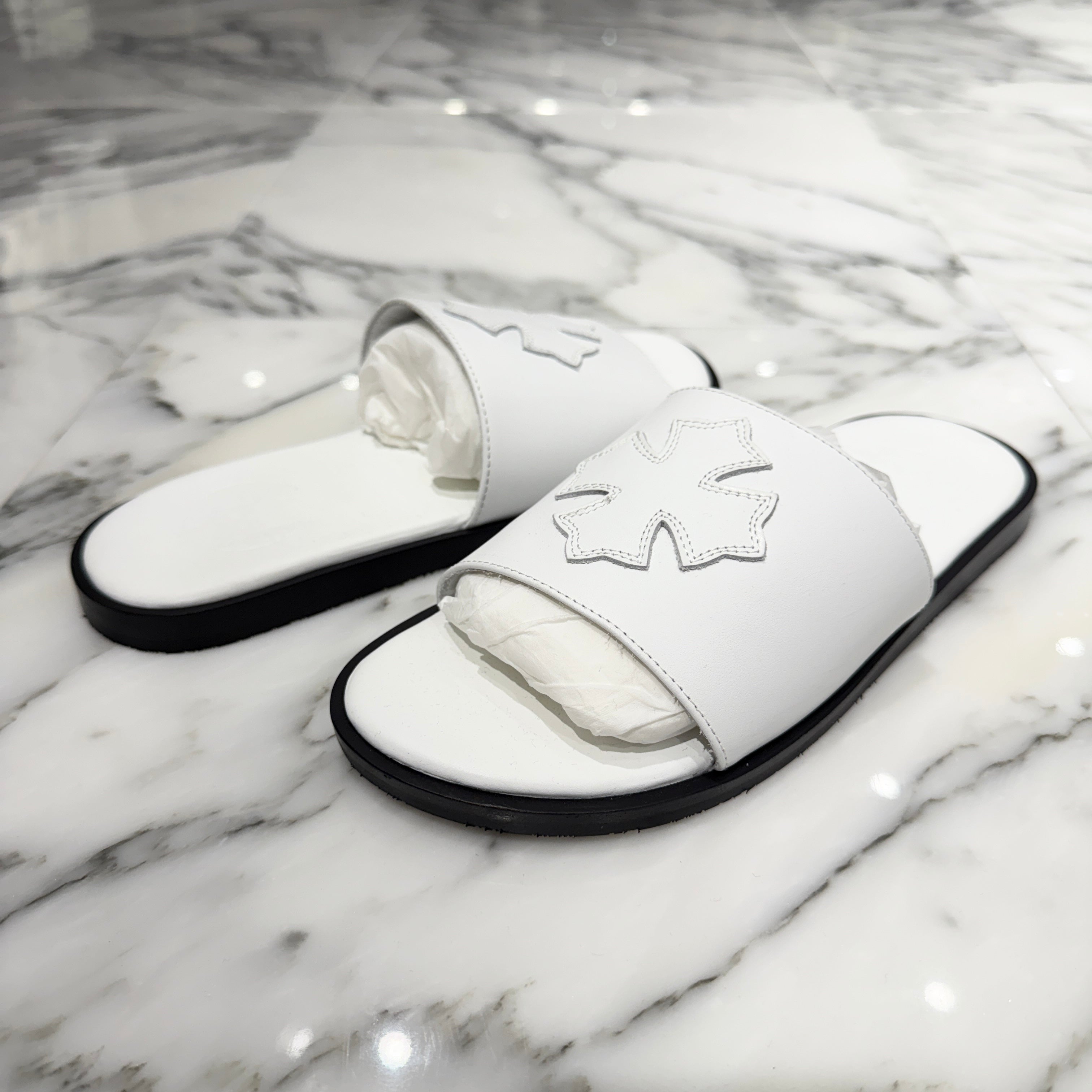 CHROME HEARTS Leather Cross Patch Sandals Size 38 クロムハーツ レザークロスパッチ サンダル サイズ38