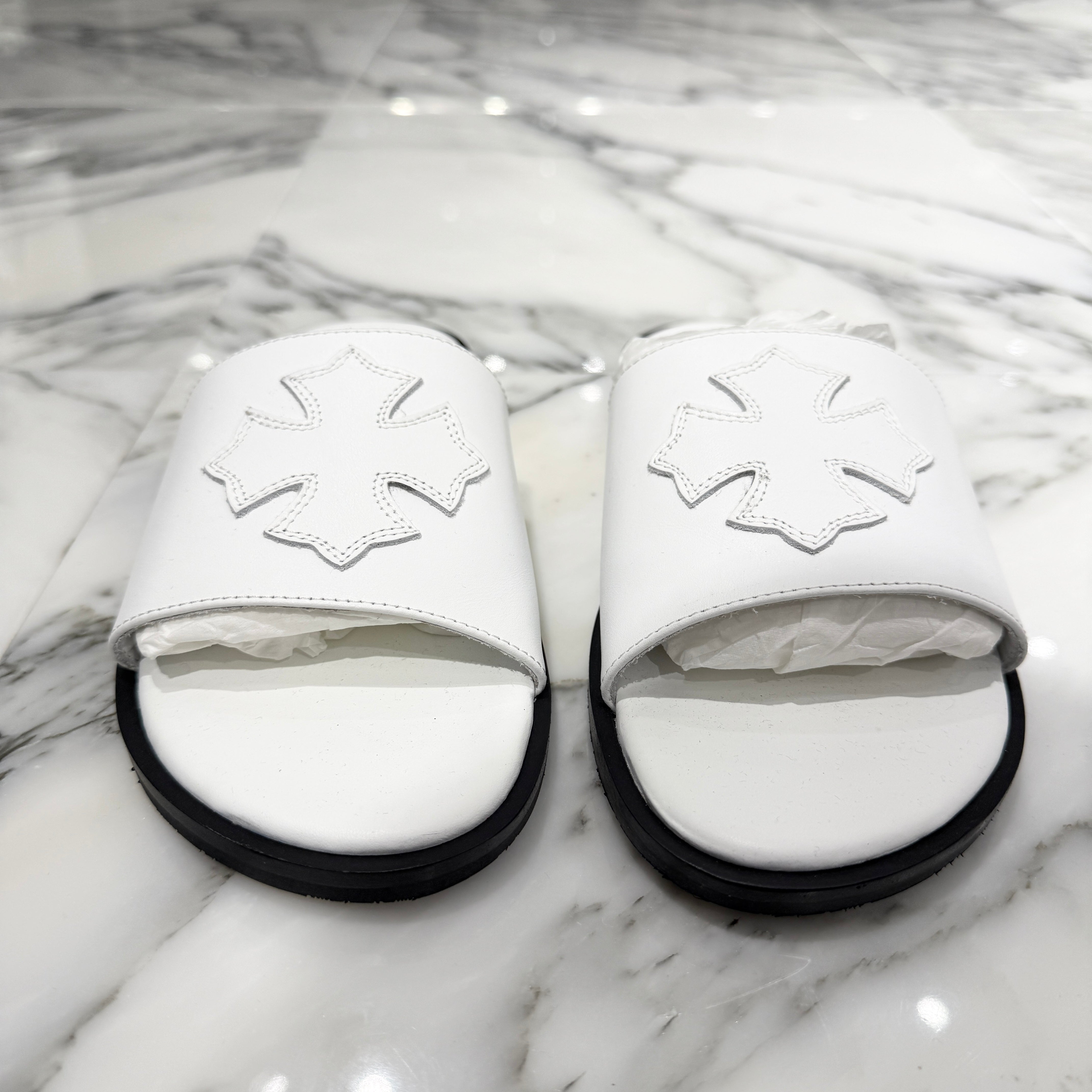 CHROME HEARTS Leather Cross Patch Sandals Size 38 クロムハーツ レザークロスパッチ サンダル サイズ38