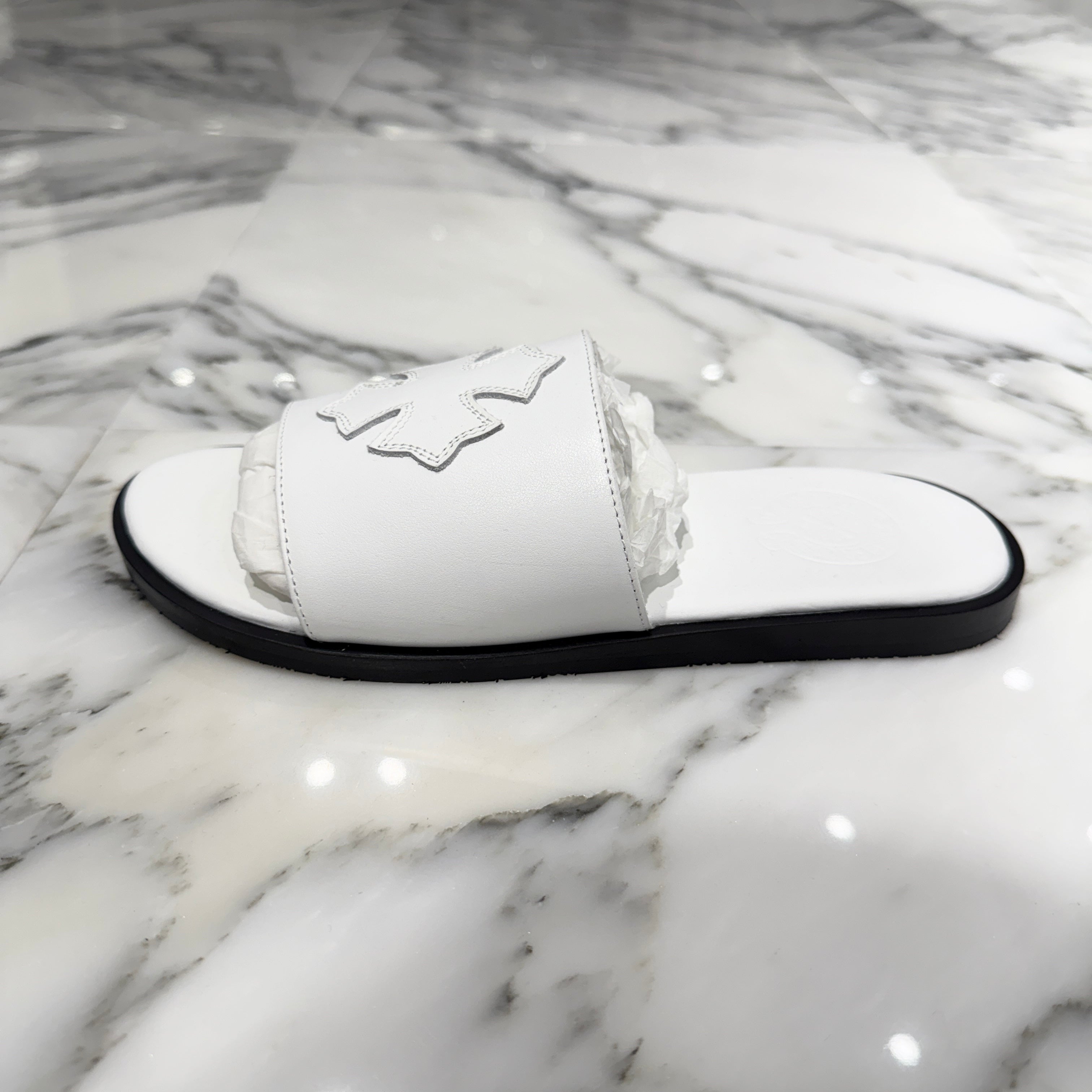 CHROME HEARTS Leather Cross Patch Sandals Size 38 クロムハーツ レザークロスパッチ サンダル サイズ38