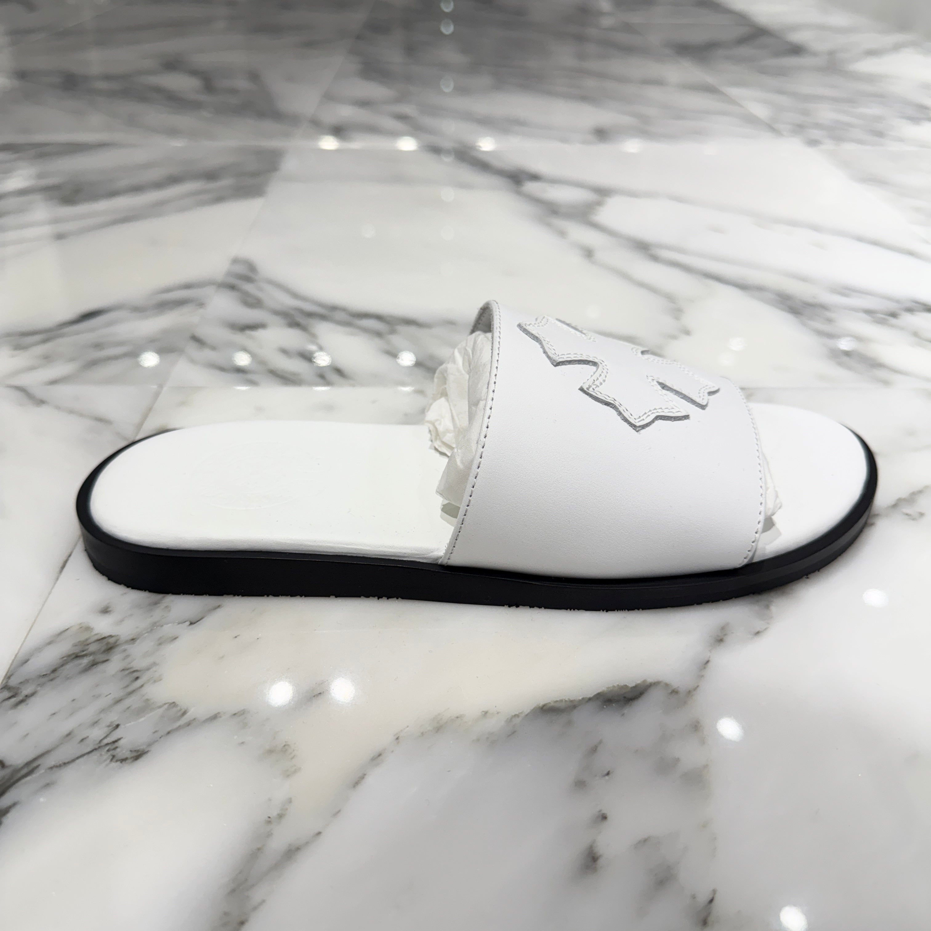 CHROME HEARTS Leather Cross Patch Sandals Size 38 クロムハーツ レザークロスパッチ サンダル サイズ38