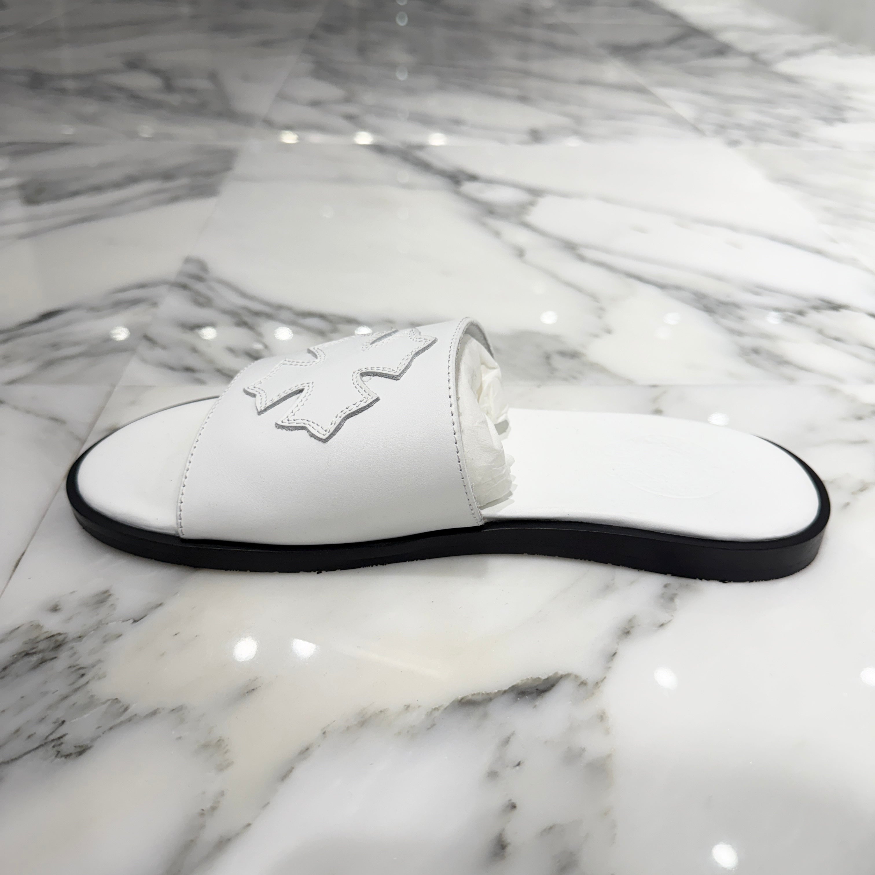 CHROME HEARTS Leather Cross Patch Sandals Size 38 クロムハーツ レザークロスパッチ サンダル サイズ38