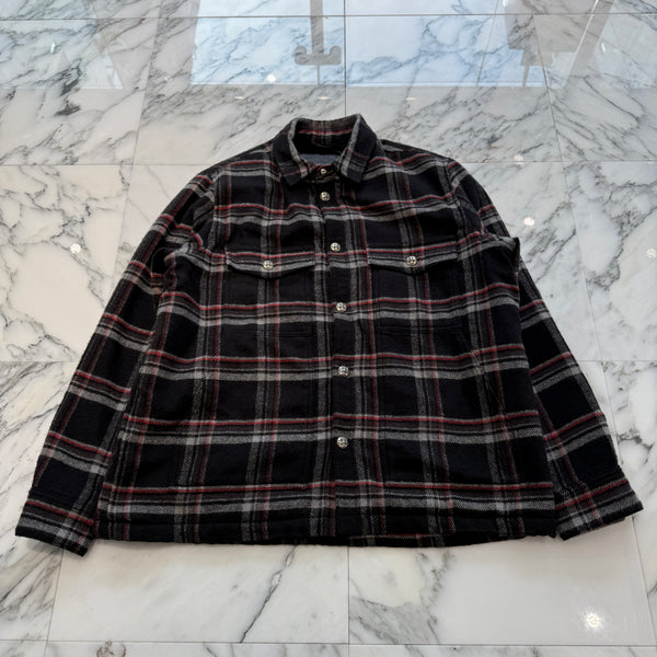 CHROME HEARTS Y NOT Fleece Boa Check Shirt Jacket Size S クロムハーツ ワイノット フリース 裏地ボア チェックシャツ ジャケット サイズS