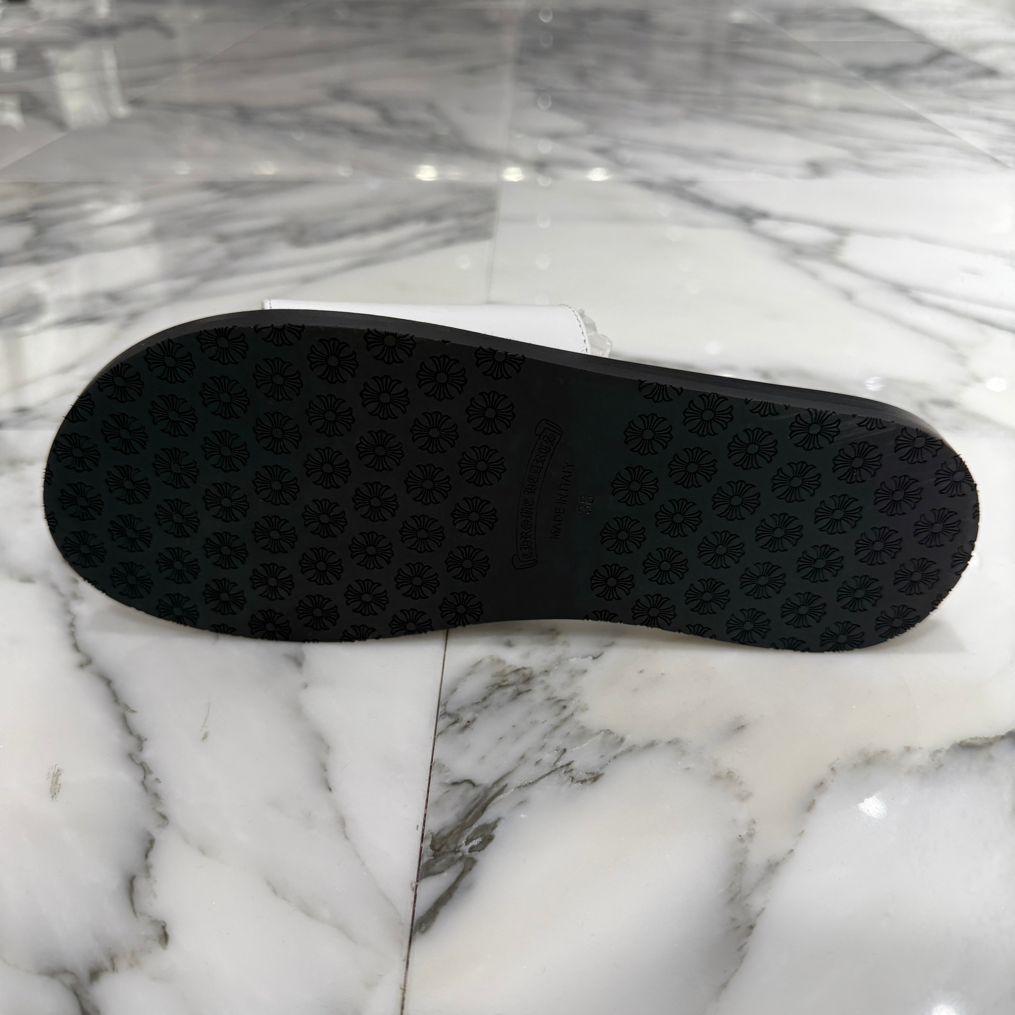 CHROME HEARTS Leather Cross Patch Sandals Size 38 クロムハーツ レザークロスパッチ サンダル サイズ38