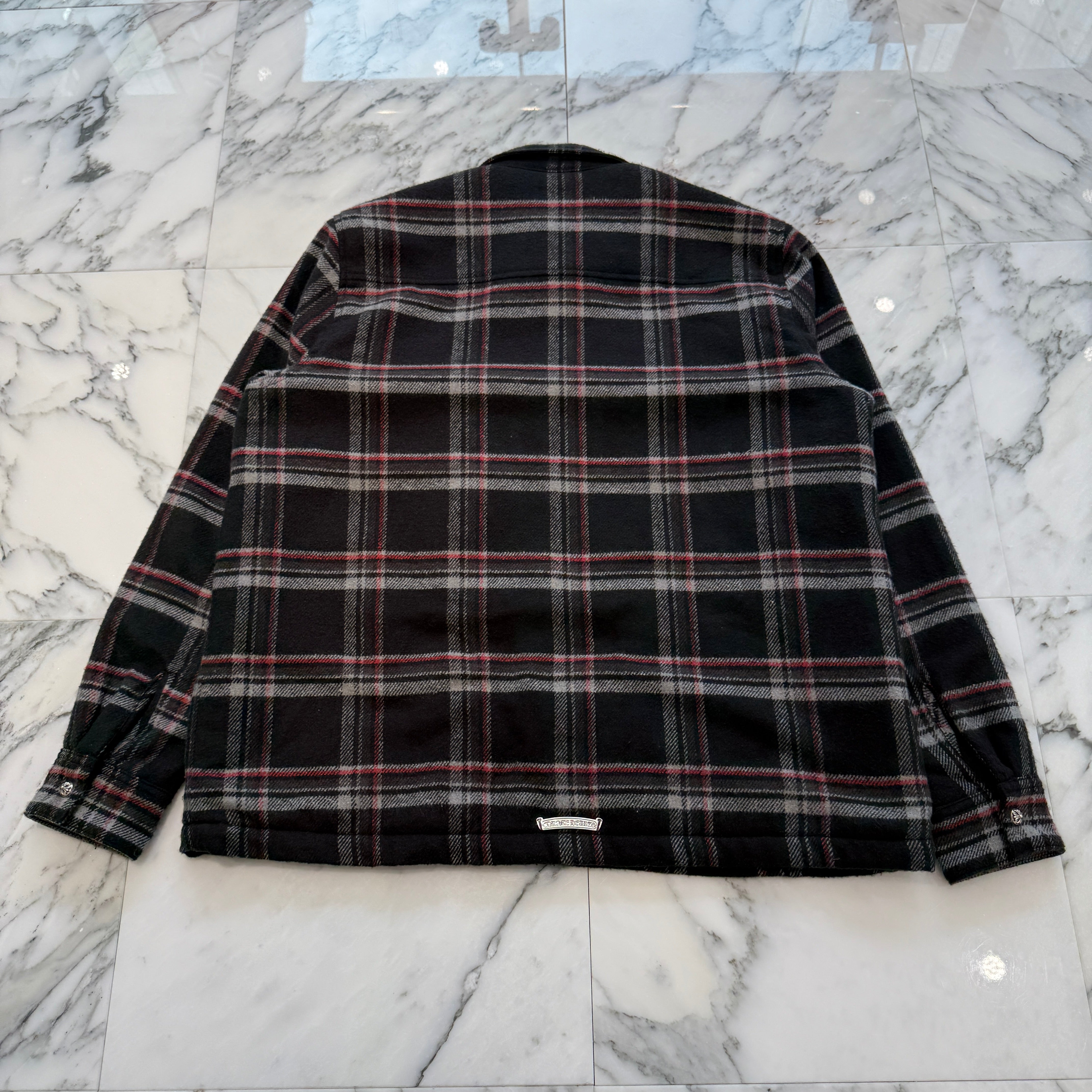 CHROME HEARTS Y NOT Fleece Boa Check Shirt Jacket Size S クロムハーツ ワイノット フリース 裏地ボア チェックシャツ ジャケット サイズS