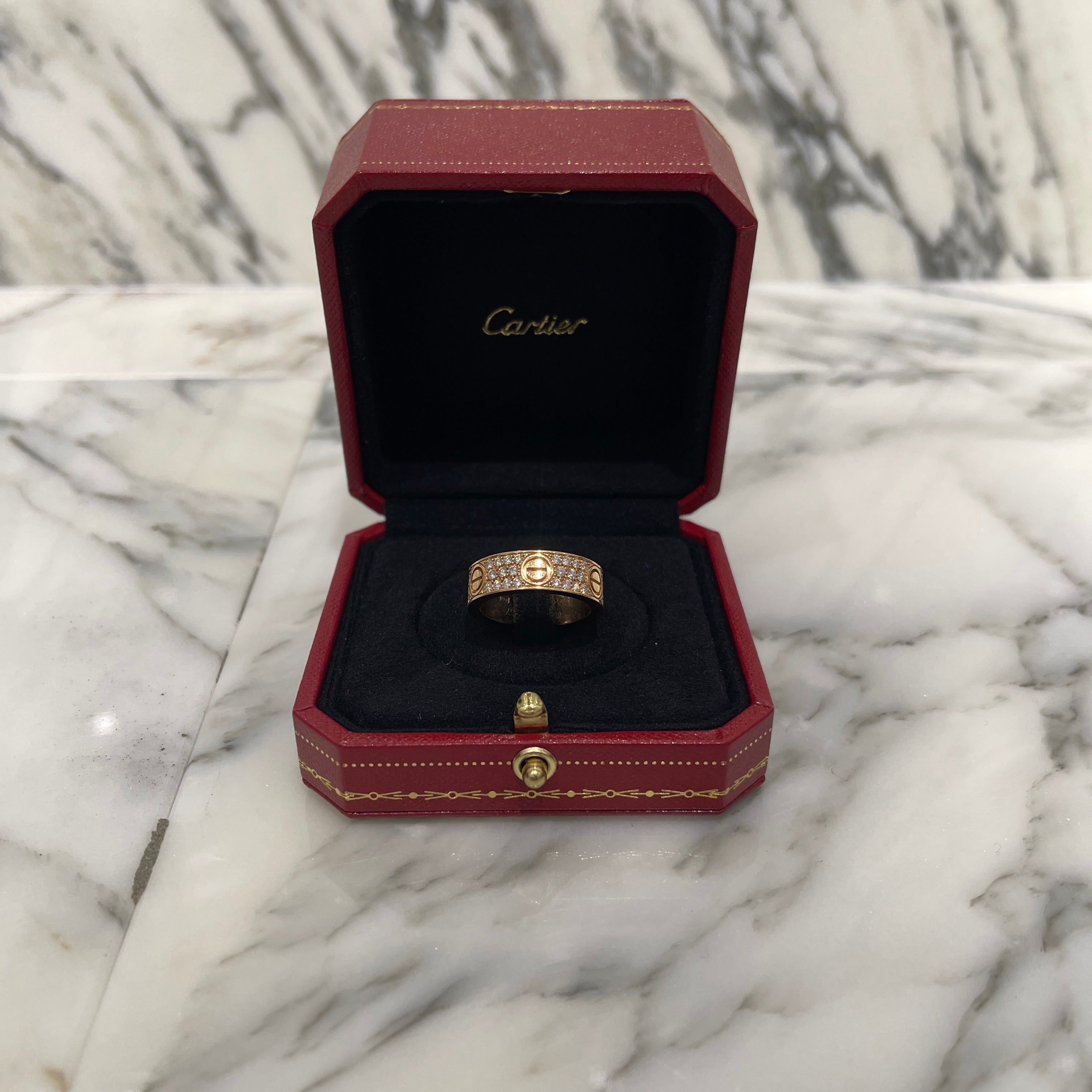 Cartier Love Ring B4087652 Pink Gold / Pave Diamond Au750 Size 14号