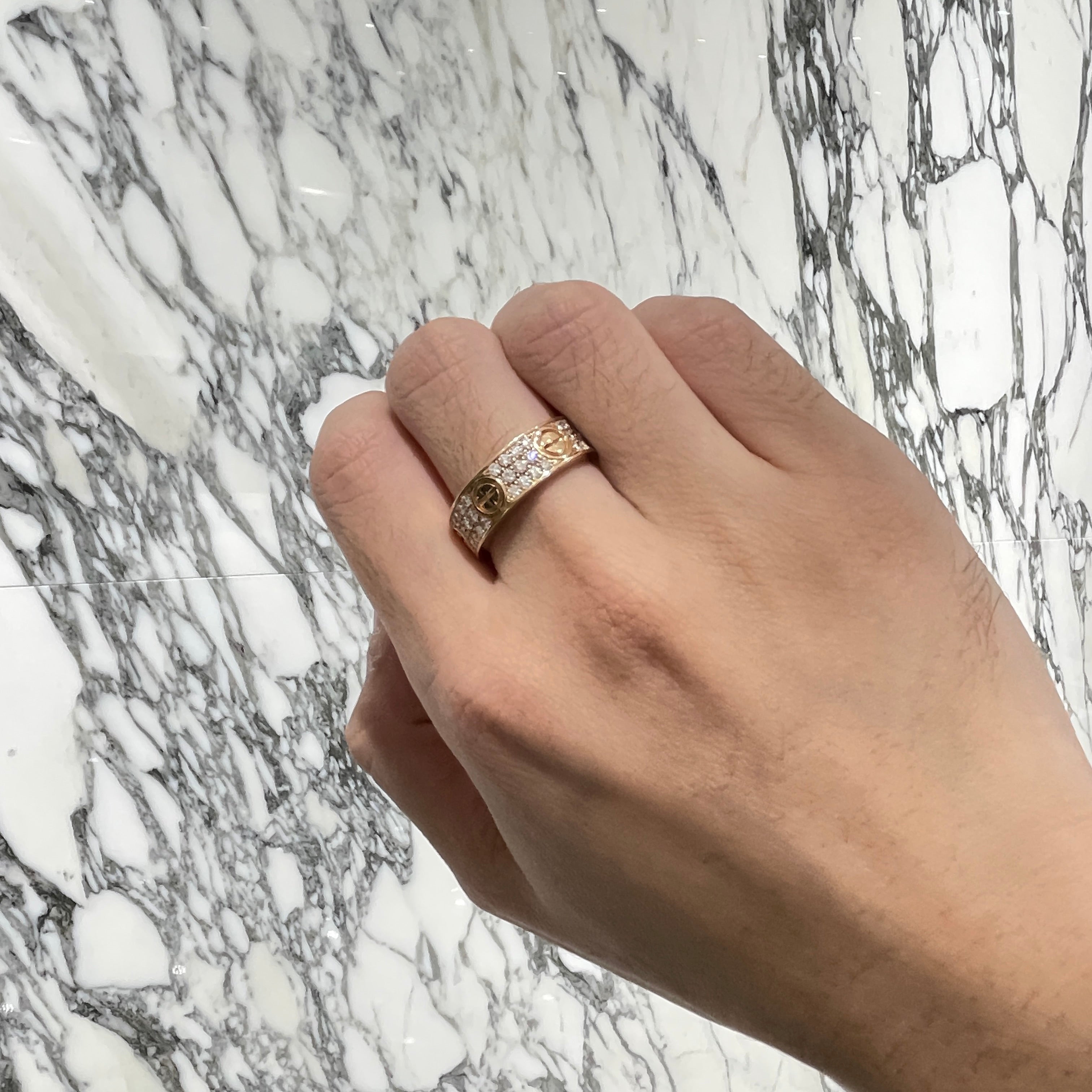 Cartier Love Ring B4087652 Pink Gold / Pave Diamond Au750 Size 14号