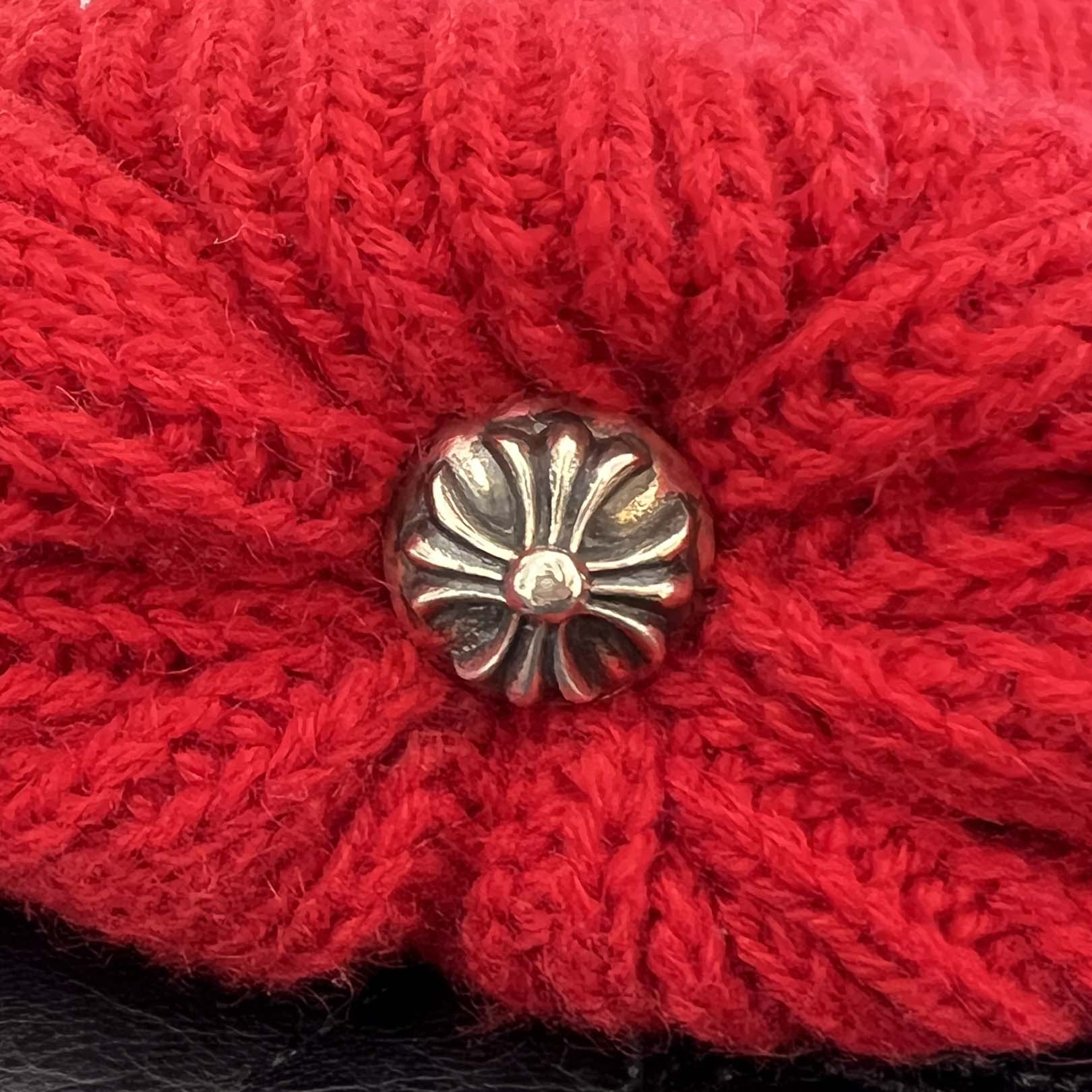 CHROME HEARTS 3 Star Leather Patch Cashmere Knit Beanie Size ONE SIZE (53-60) クロムハーツ 3スター レザーパッチ カシミア ニットビーニー サイズONE SIZE (53-60)