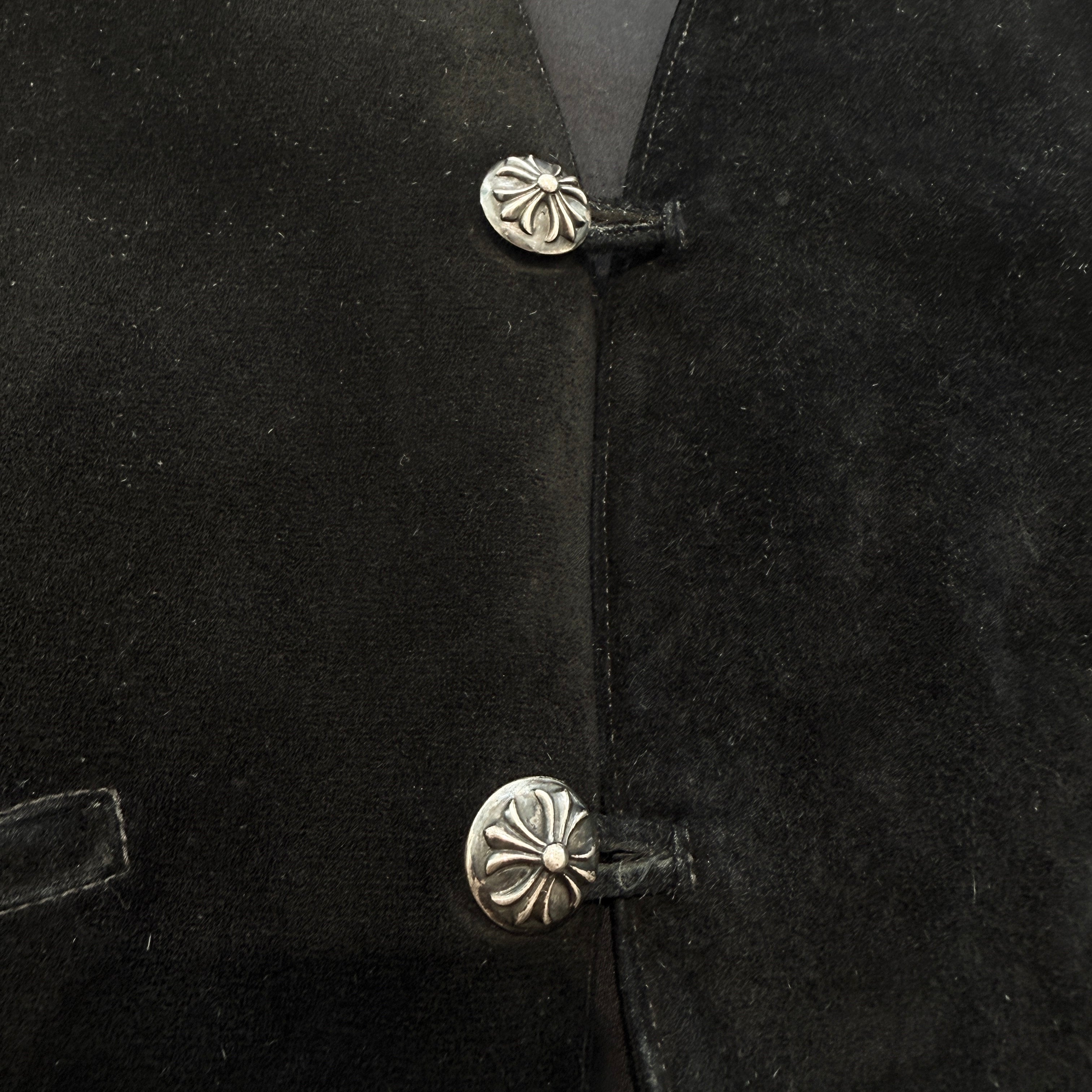 CHROME HEARTS Cross Ball Button Suede Leather Vest Size L クロムハーツ クロスボールボタン スエードレザー ベスト サイズL