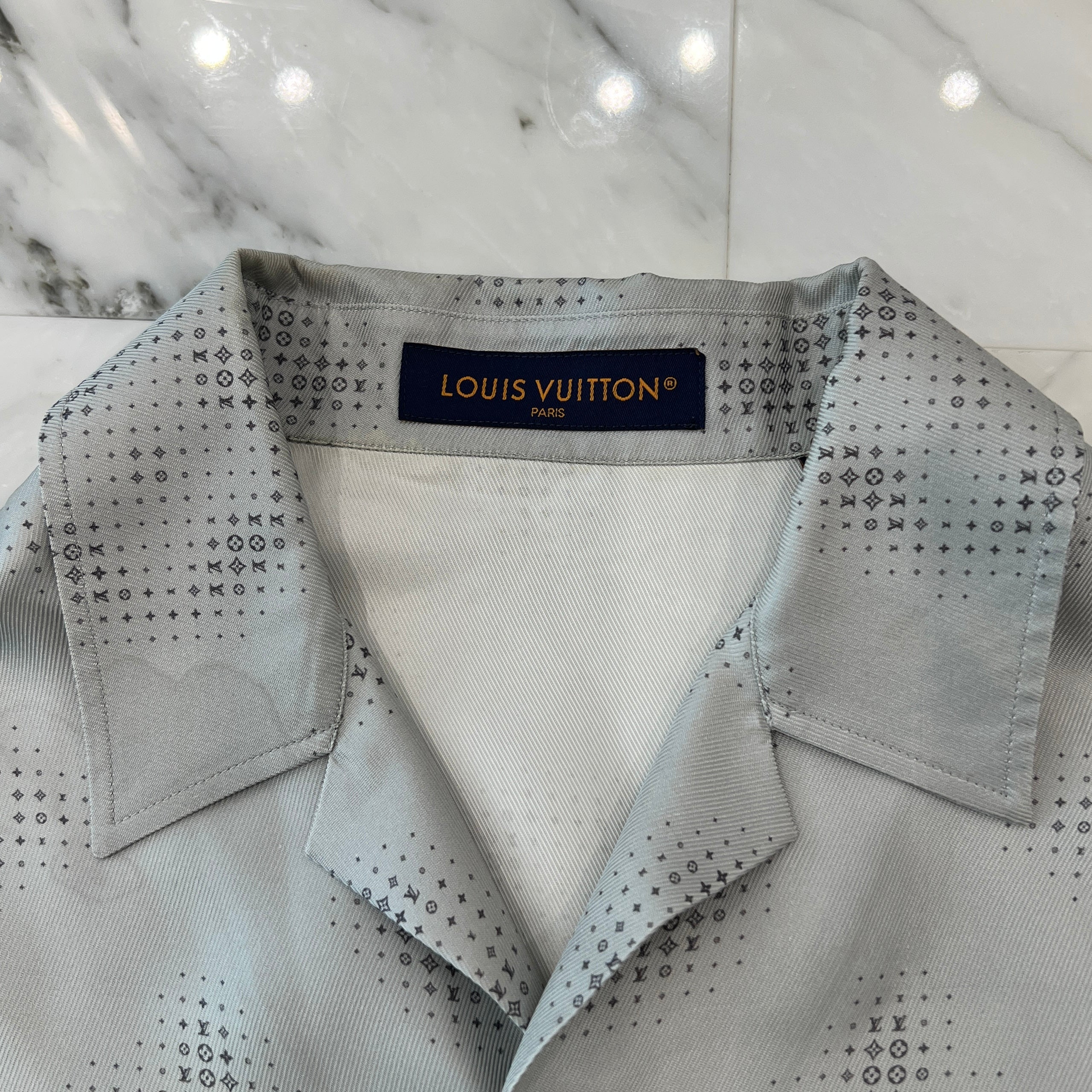 LOUIS VUITTON 2023AW Monogram Printed Silk Set Up 1ABY1V Size S・M ルイヴィトン モノグラムプリンテッド シルク セットアップ サイズS・M