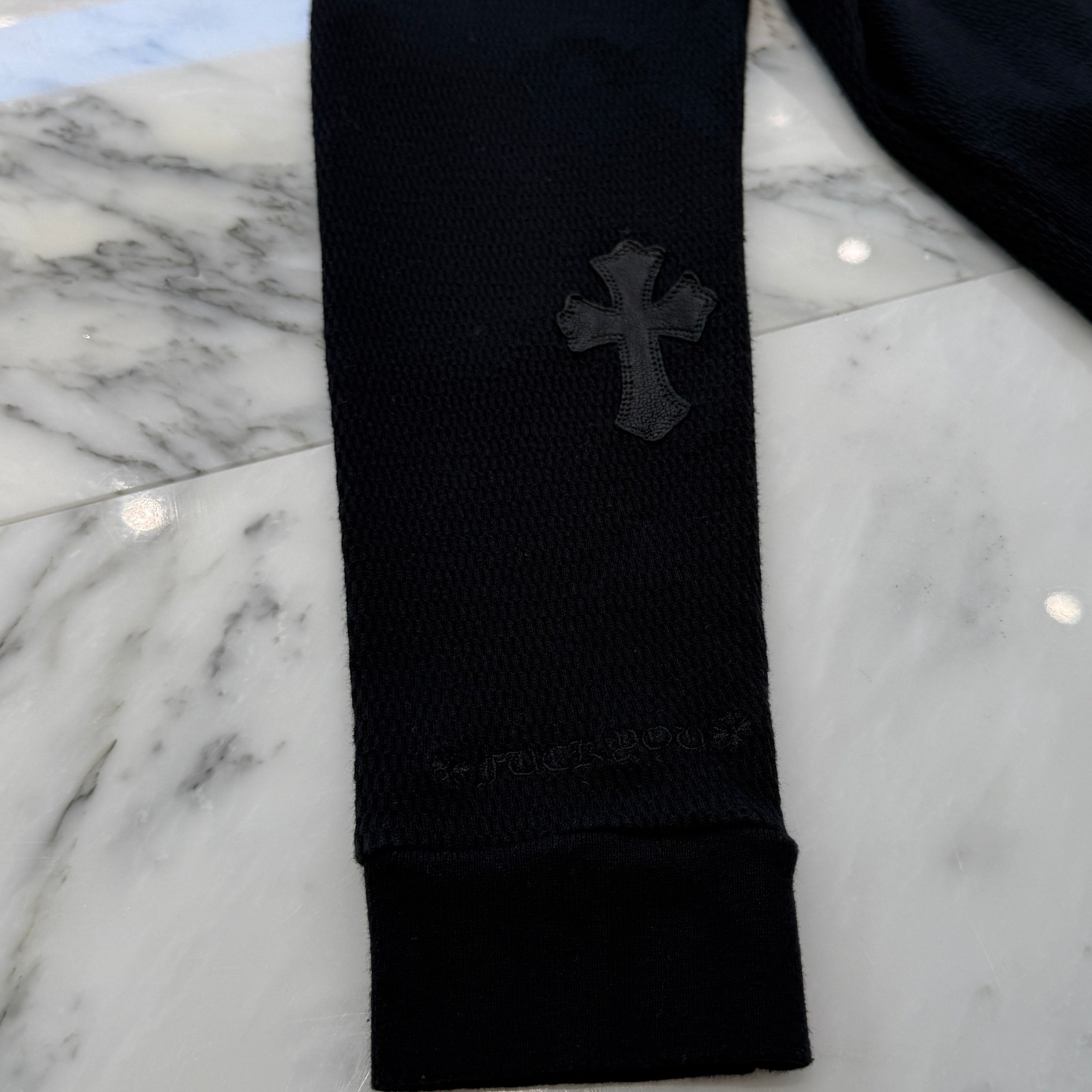 CHROME HEARTS Y NOT Leather Cross Patch Cropped Sweatshirt Size S クロムハーツ ワイノット レザークロスパッチ クロップド スウェットシャツ サイズS