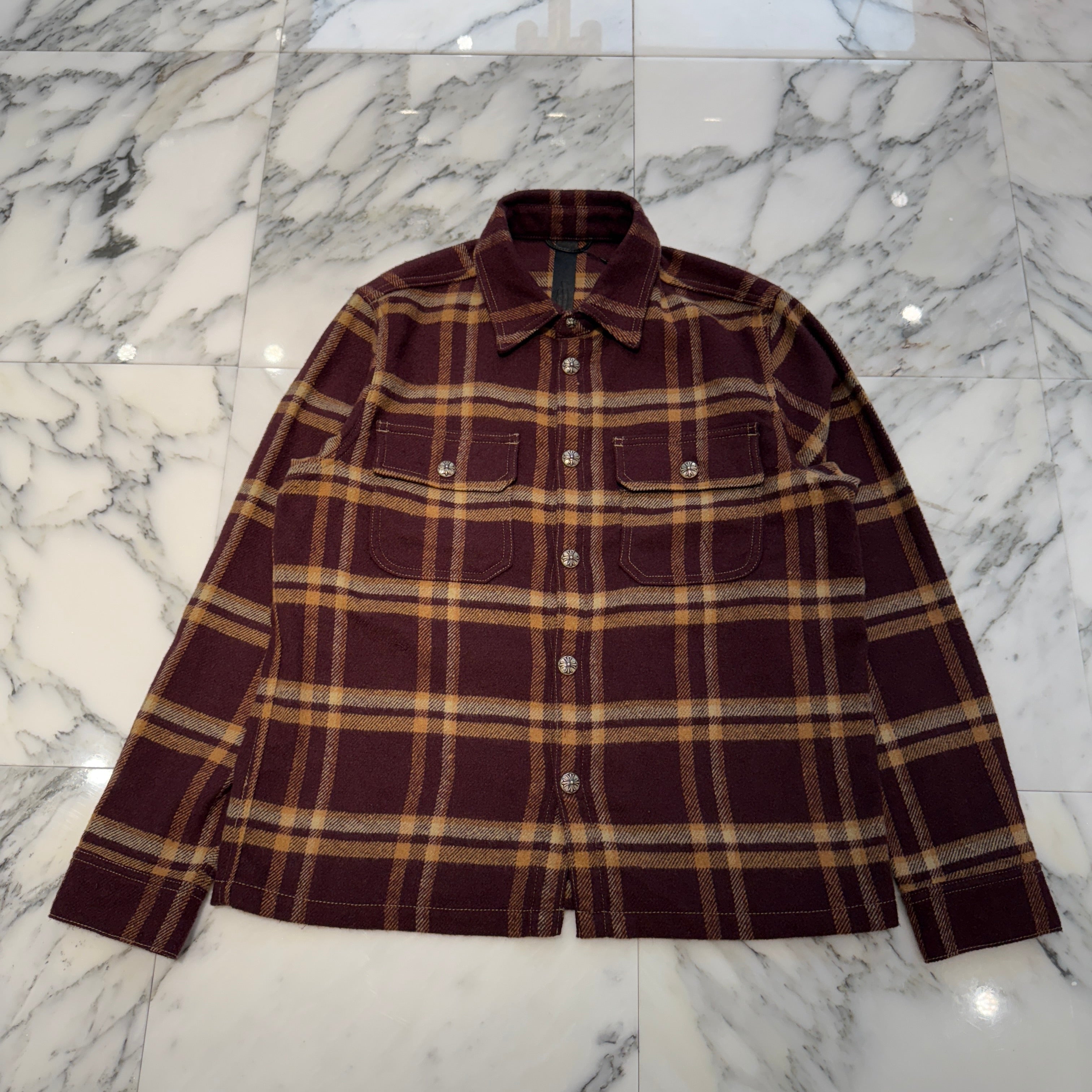 CHROME HEARTS Y NOT Cross Ball Button Check Shirt Size M クロムハーツ ワイノット クロスボールボタン チェックシャツ サイズM