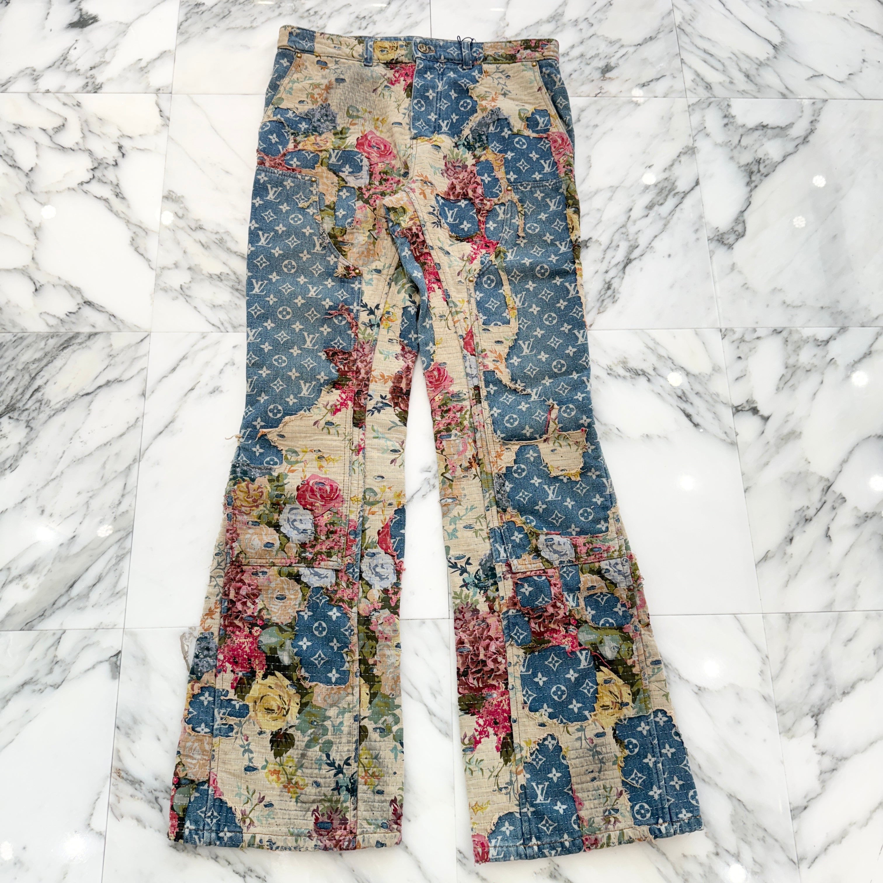 LOUIS VUITTON 2022AW Destroy Carpenter Bell Bottom Denim Pants Size 33 ルイヴィトン デストロイ カーペンター ベルボトム デニムパンツ サイズ33