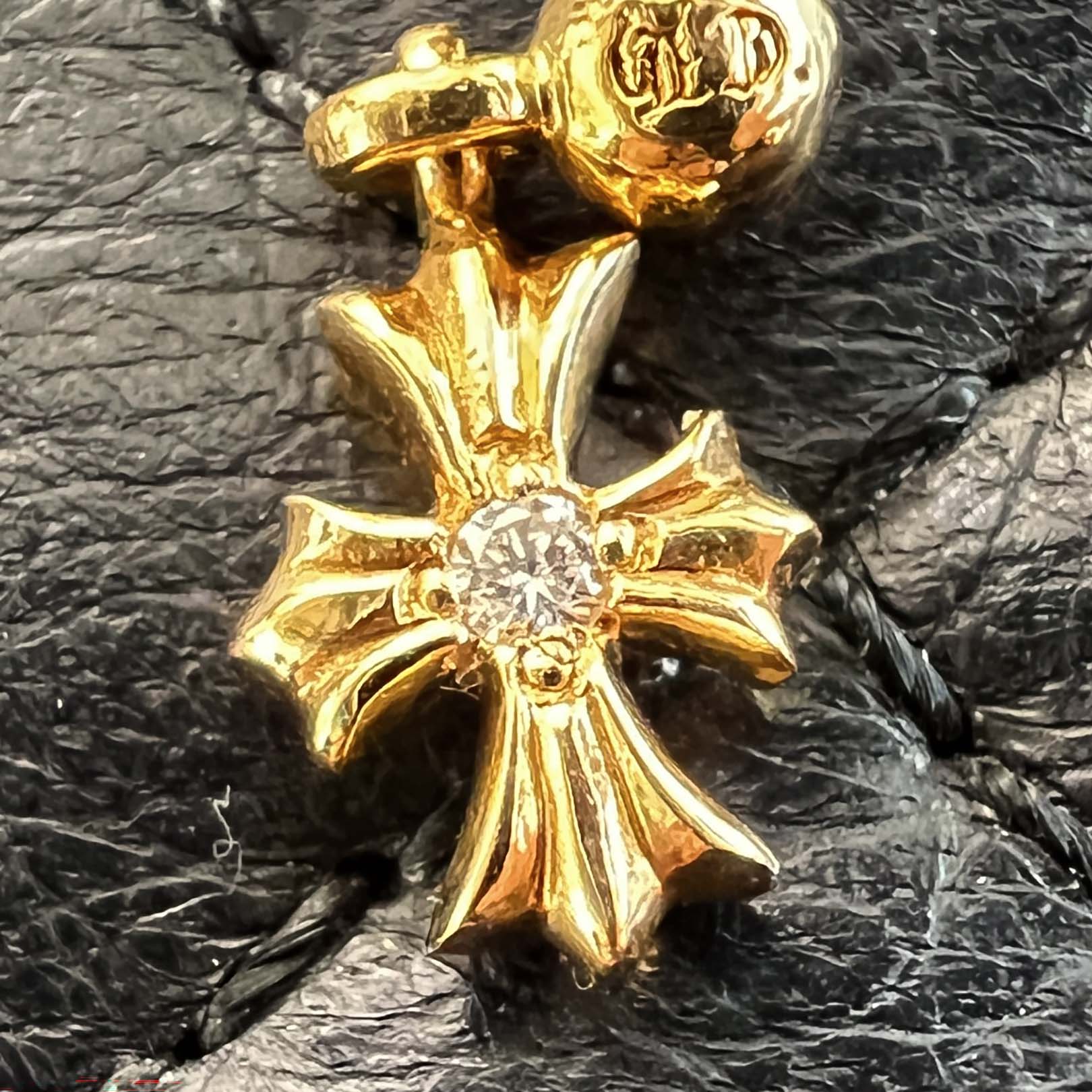 クロムハーツ chrome hearts 22k イヤリング CHROME HEARTS 22K TINY E CH PLUS Earring 1 Diamond クロムハーツ