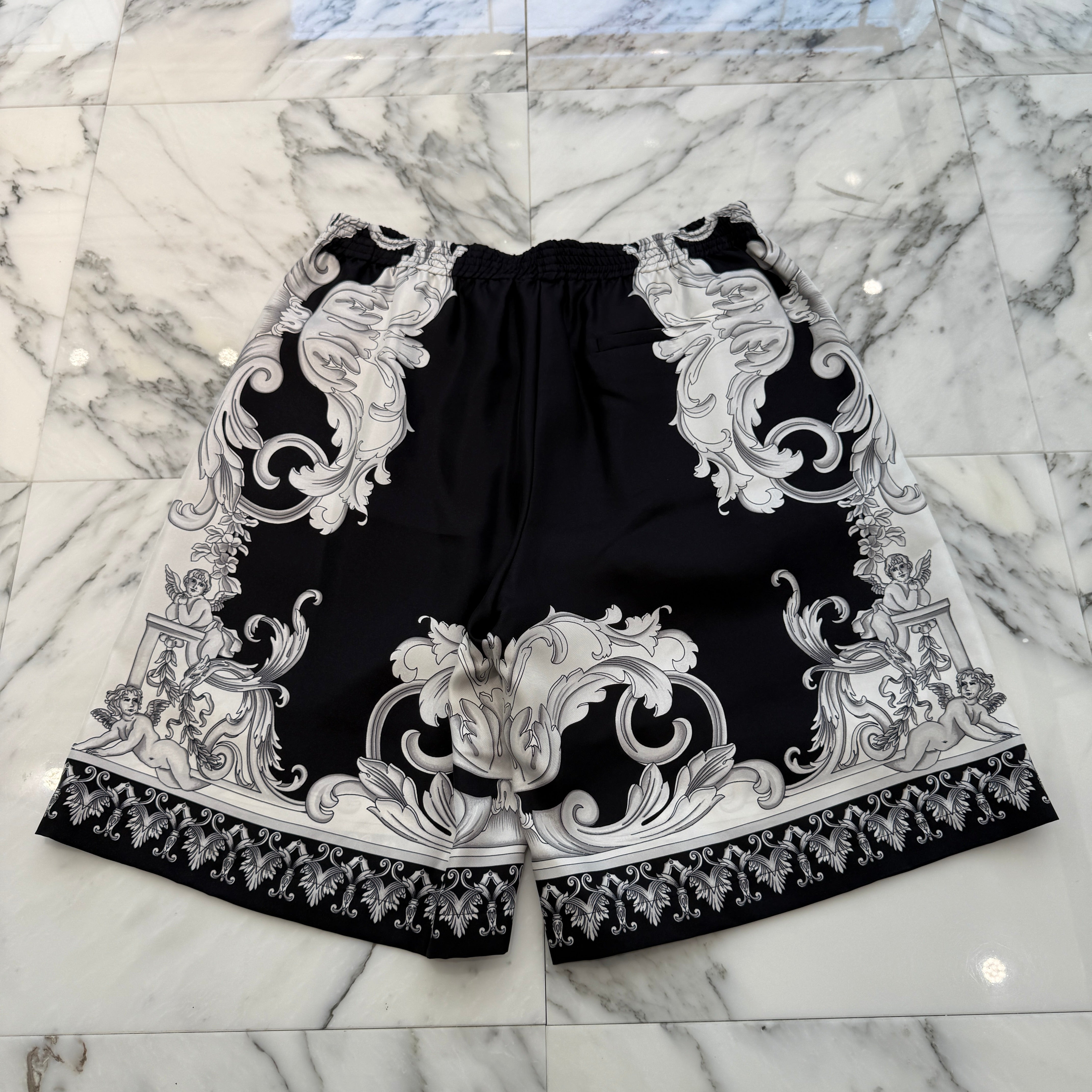 VERSACE 2022AW Silver Baroque Silk Shorts 1002476 1A04155 Size 48 ヴェルサーチェ シルバーバロック シルク ショーツ サイズ48