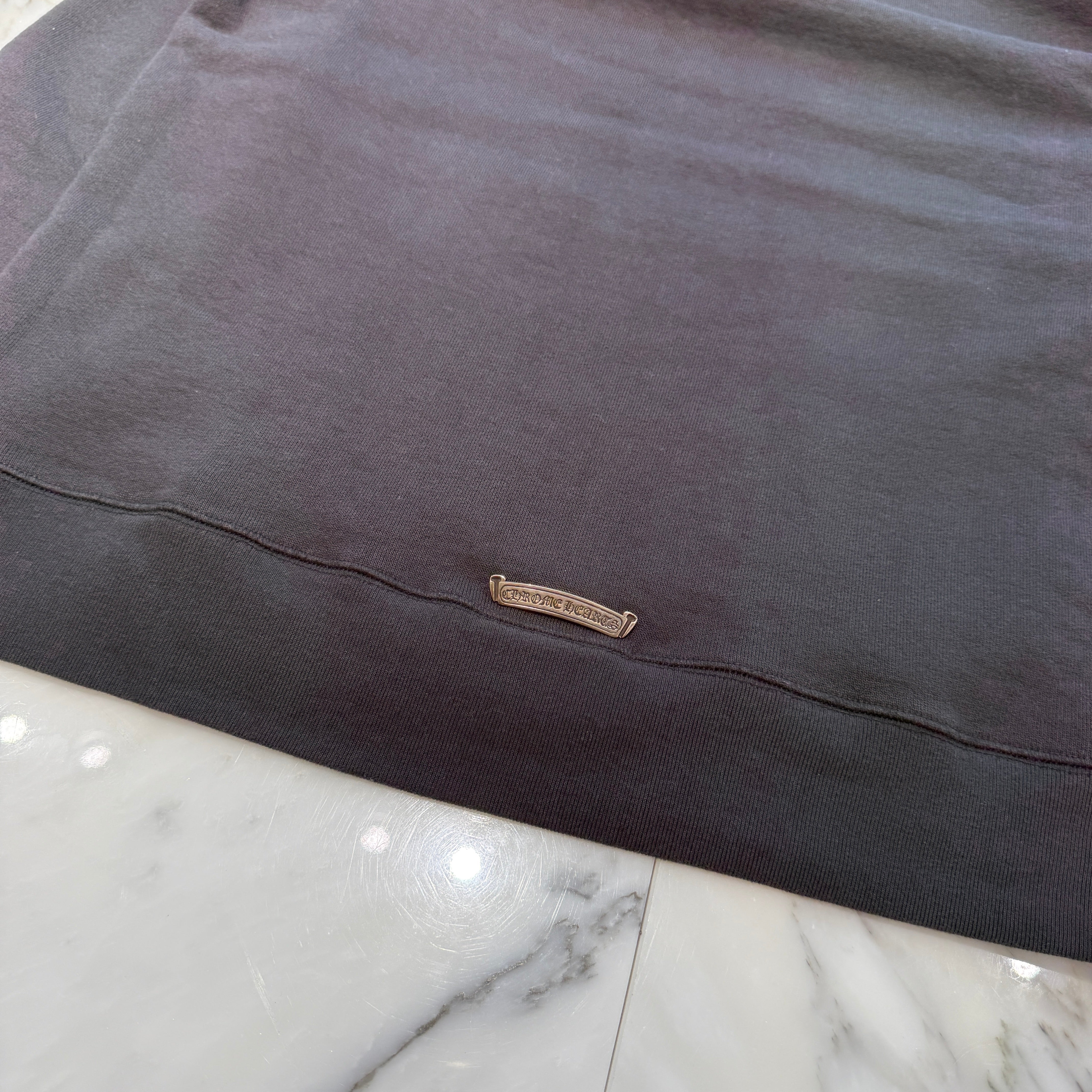 CHROME HEARTS Y NOT Cemetery Cross Leather Patch Pullover Hoodie Size L クロムハーツ ワイノット セメタリークロス レザーパッチ プルオーバーフーディ サイズL