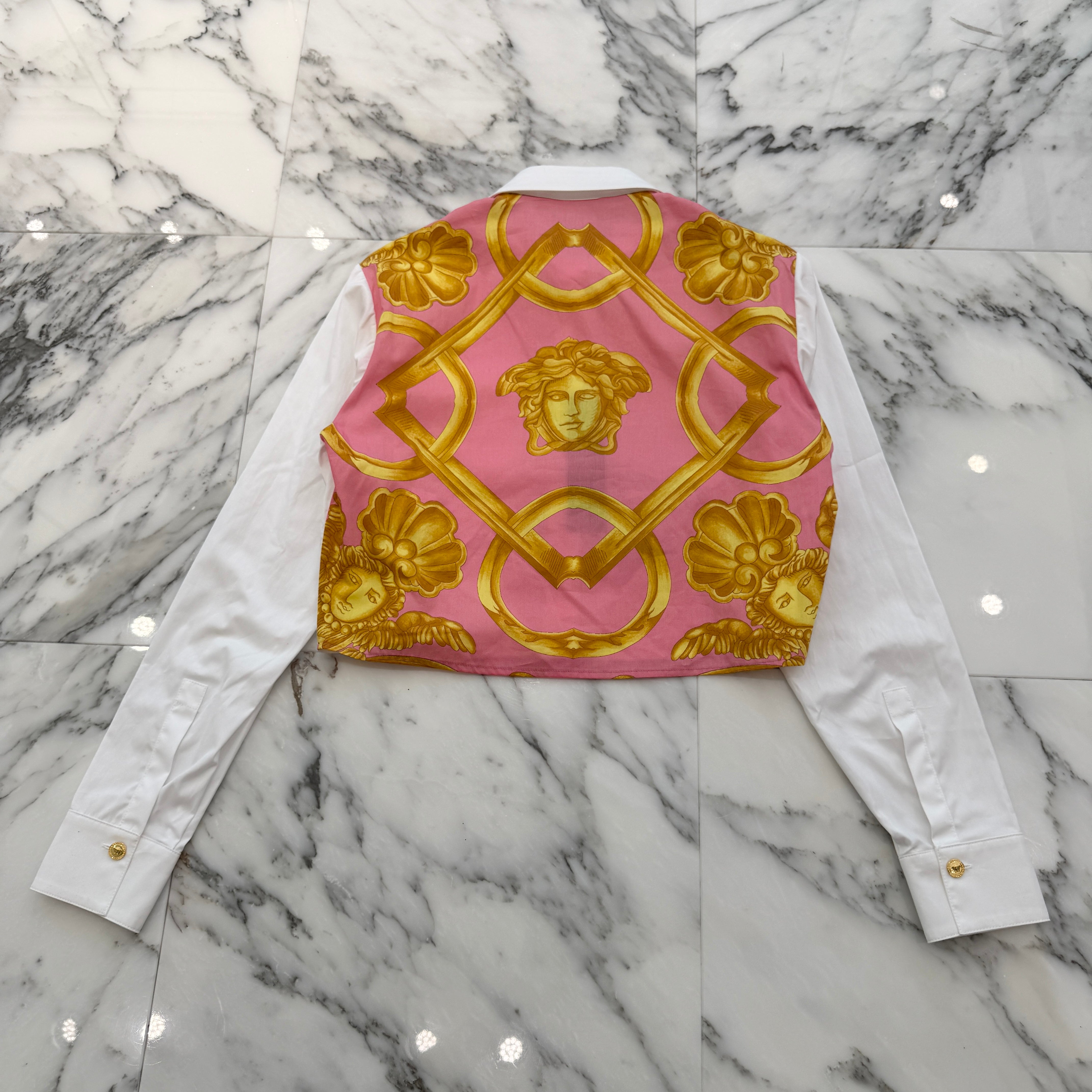 VERSACE 2023AW Wild Baroque Cropped Shirt 1014404 1A10494 Size 38 ヴェルサーチェ ワイルドバロック クロップドシャツ サイズ38