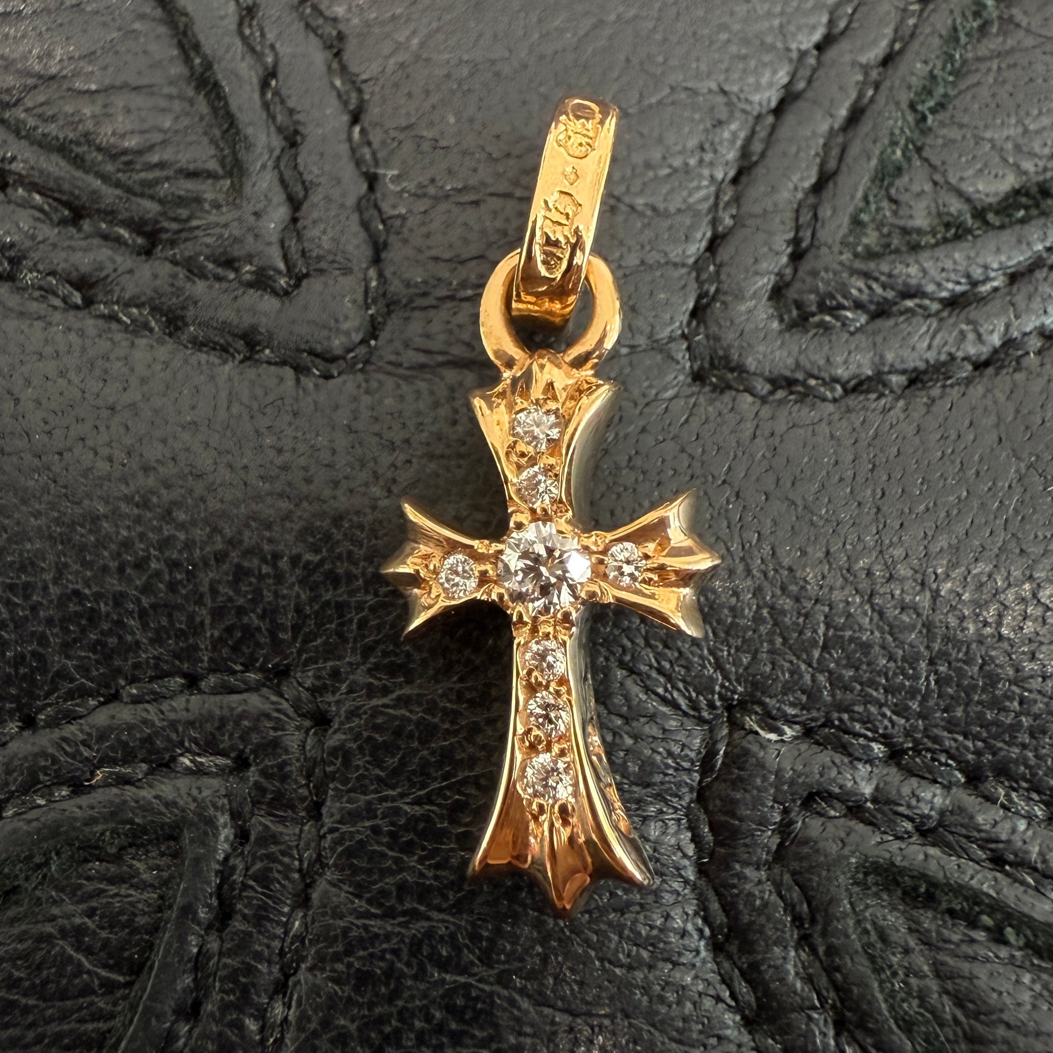 CHROME HEARTS 22K Baby Fat Cross Pave Diamond Pendant Top クロムハーツ 22K ベビーファット クロス パヴェダイヤモンド ペンダントトップ