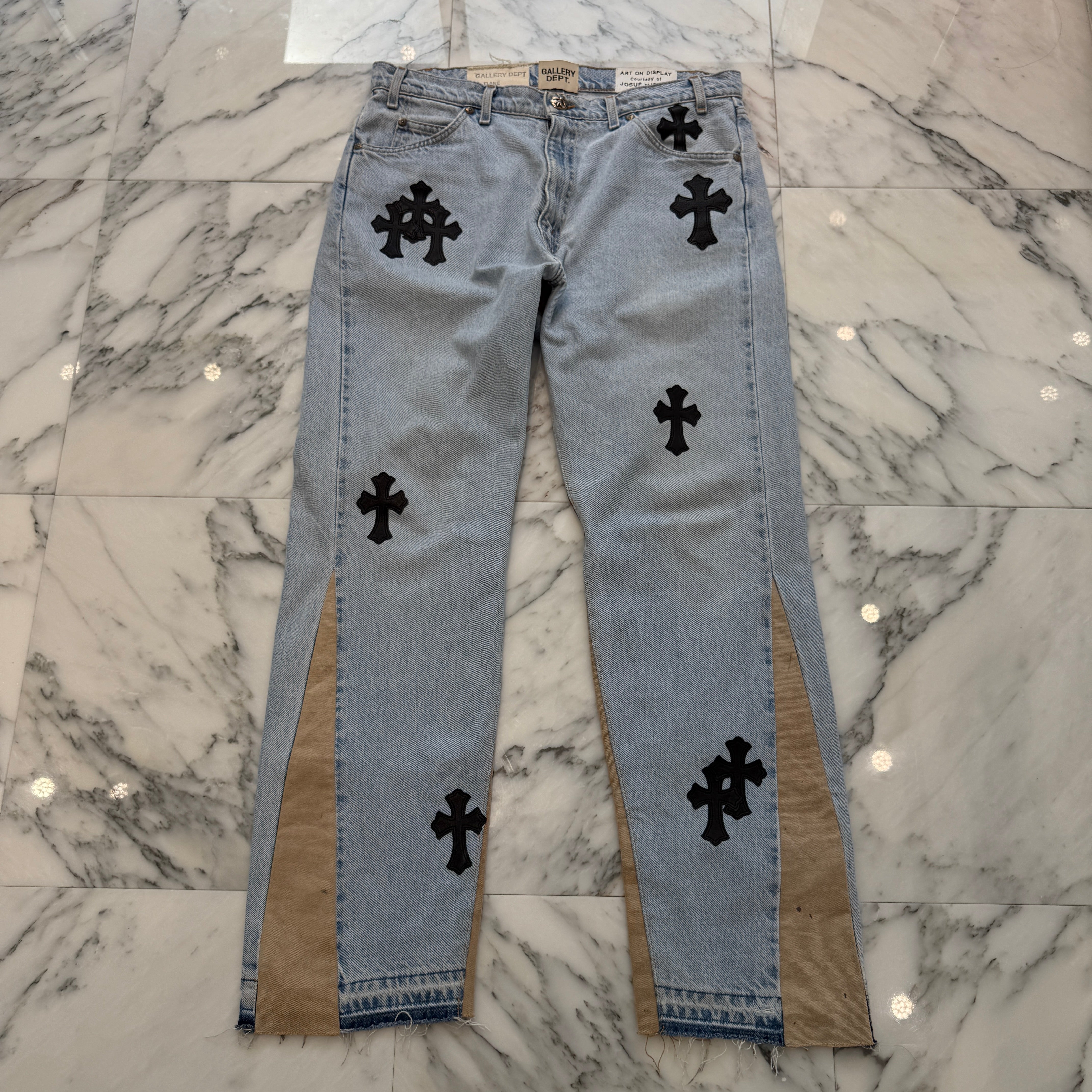 CHROME HEARTS × GALLERY DEPT. Levi's Body VNTG Leather Cross Patch Jeans Size 34 クロムハーツ × ギャラリーデプト リーバイスボディ ヴィンテージ レザークロスパッチ ジーンズ サイズ34