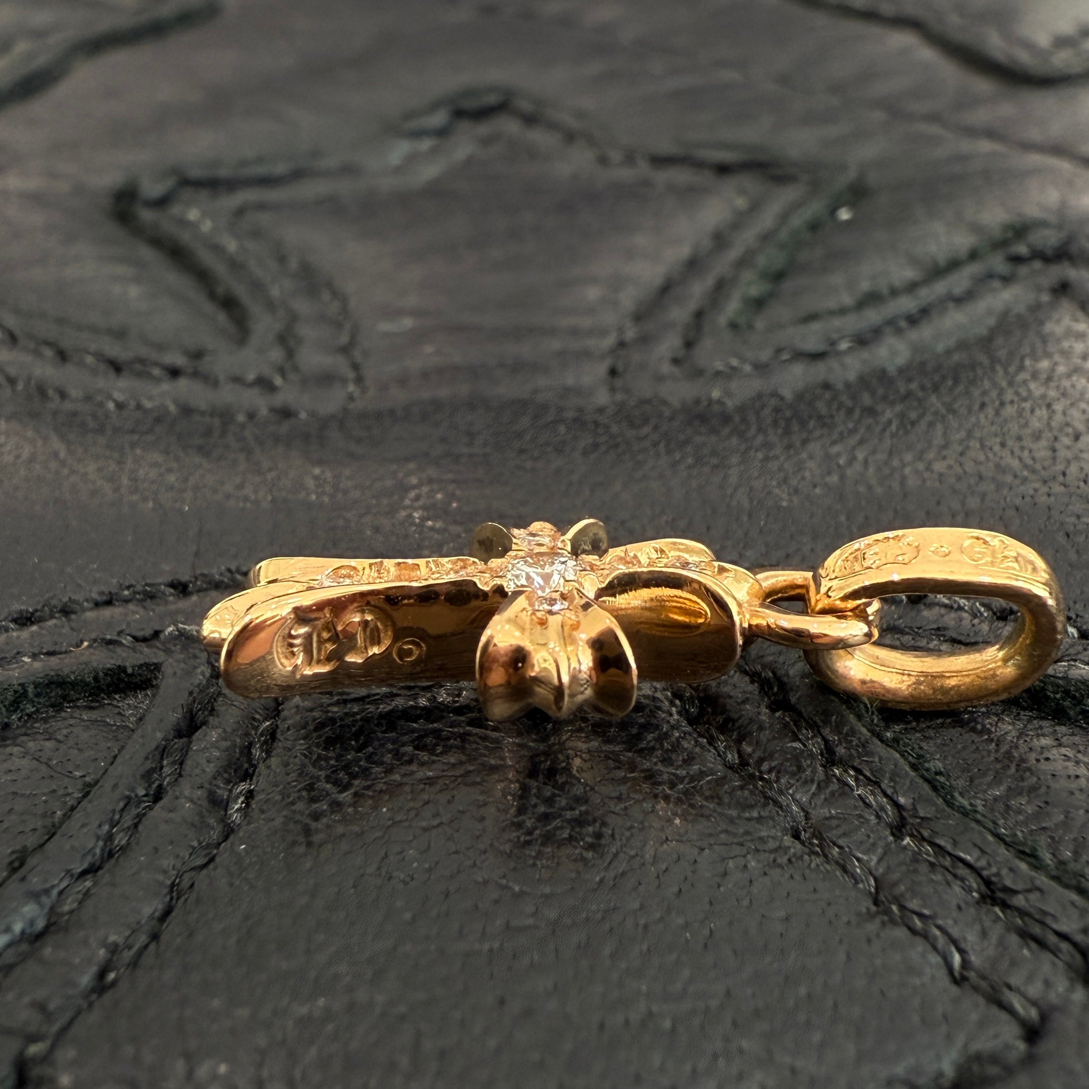 CHROME HEARTS 22K Baby Fat Cross Pave Diamond Pendant Top クロムハーツ 22K ベビーファット クロス パヴェダイヤモンド ペンダントトップ