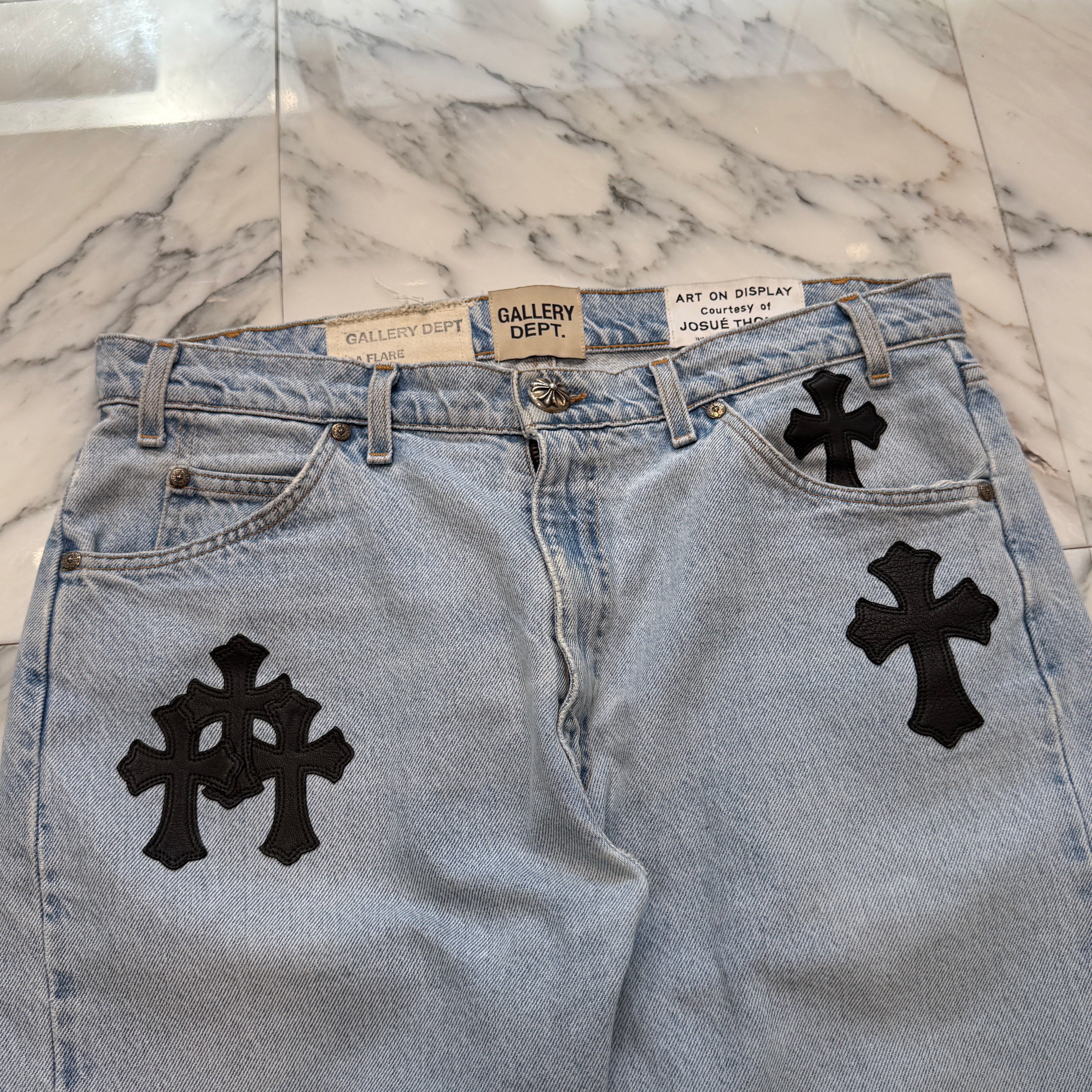CHROME HEARTS × GALLERY DEPT. Levi's Body VNTG Leather Cross Patch Jeans Size 34 クロムハーツ × ギャラリーデプト リーバイスボディ ヴィンテージ レザークロスパッチ ジーンズ サイズ34