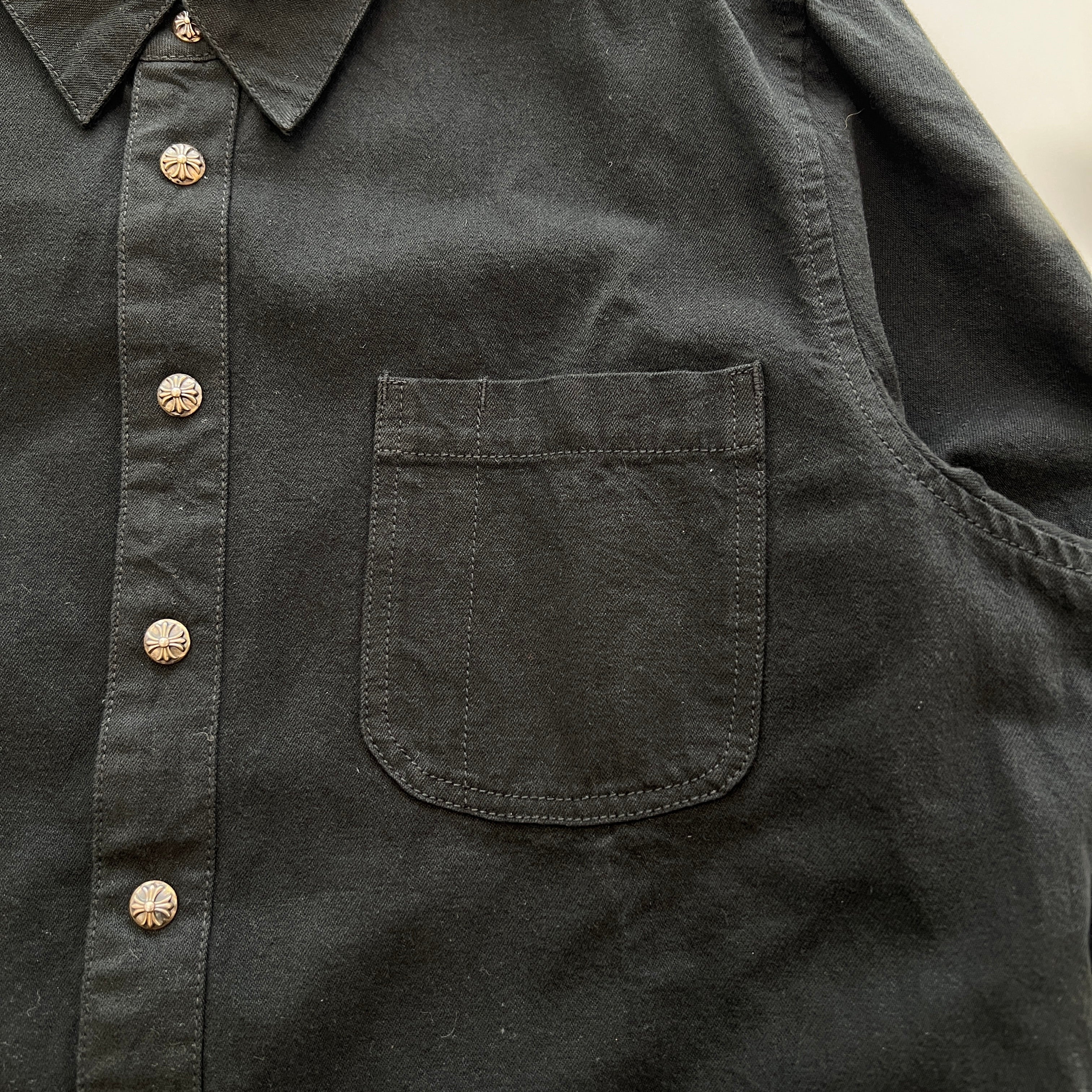 CHROME HEARTS Y NOT LAST BITE COVER ALL DENIM SHIRT Size XL クロム