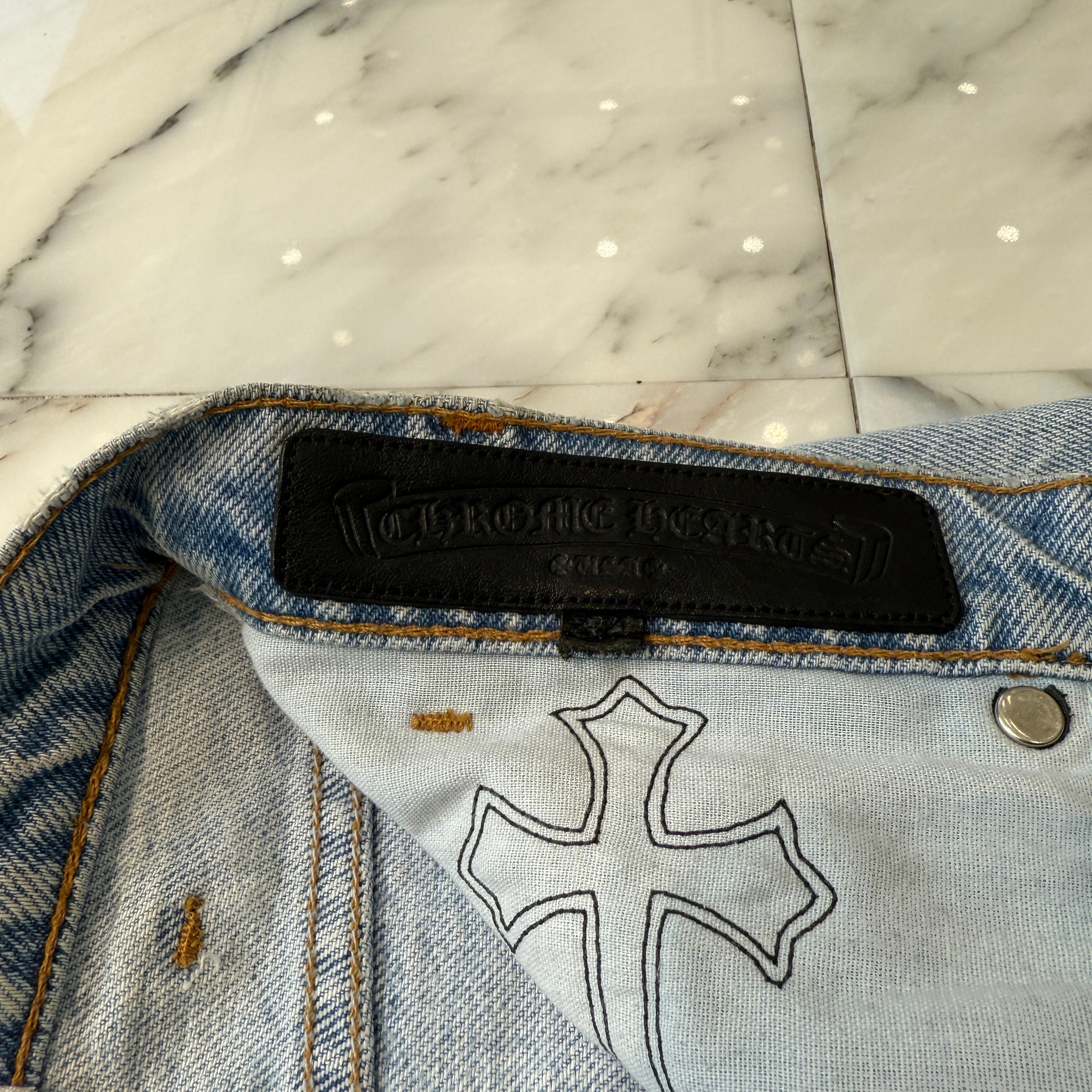 CHROME HEARTS × GALLERY DEPT. Levi's Body VNTG Leather Cross Patch Jeans Size 34 クロムハーツ × ギャラリーデプト リーバイスボディ ヴィンテージ レザークロスパッチ ジーンズ サイズ34