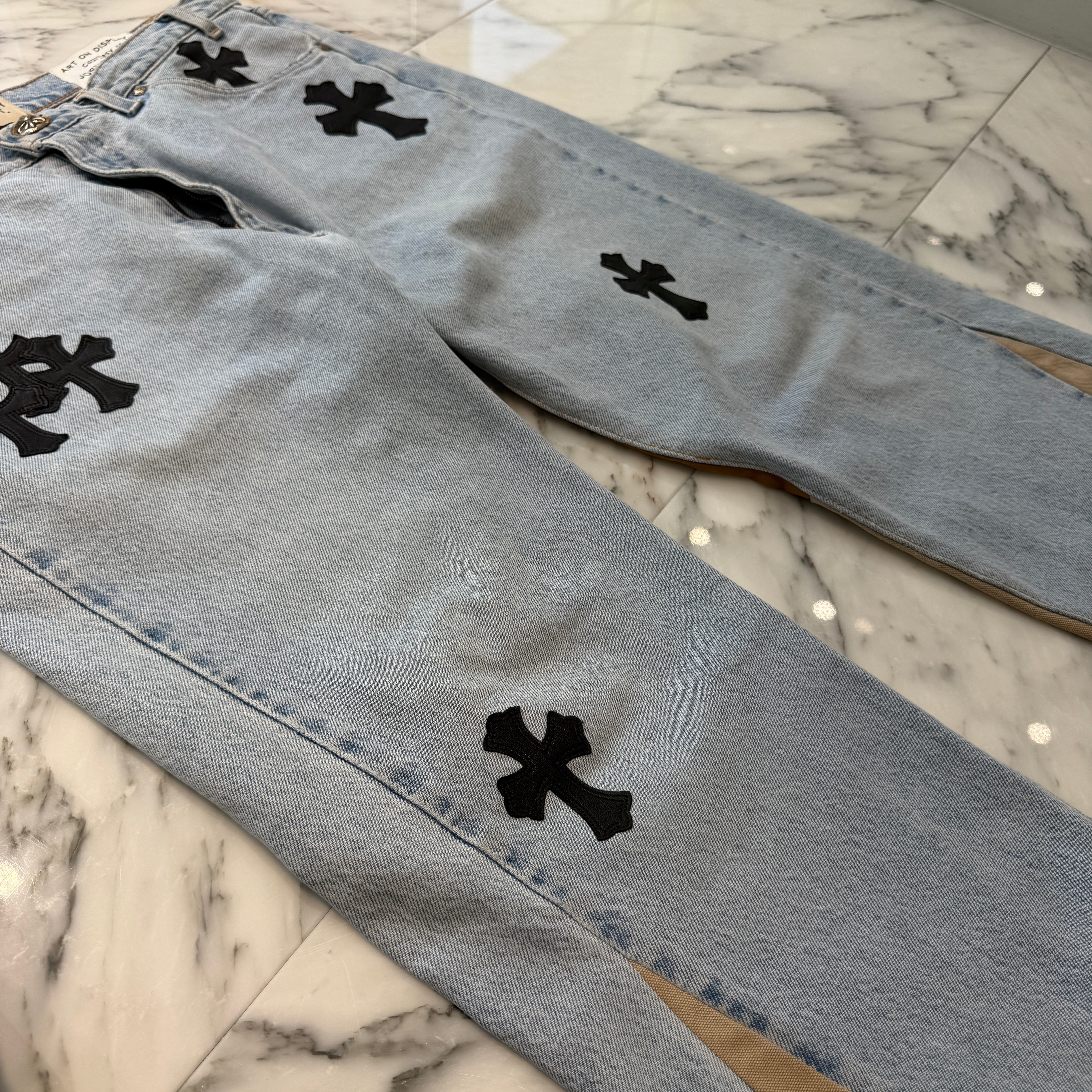 CHROME HEARTS × GALLERY DEPT. Levi's Body VNTG Leather Cross Patch Jeans Size 34 クロムハーツ × ギャラリーデプト リーバイスボディ ヴィンテージ レザークロスパッチ ジーンズ サイズ34