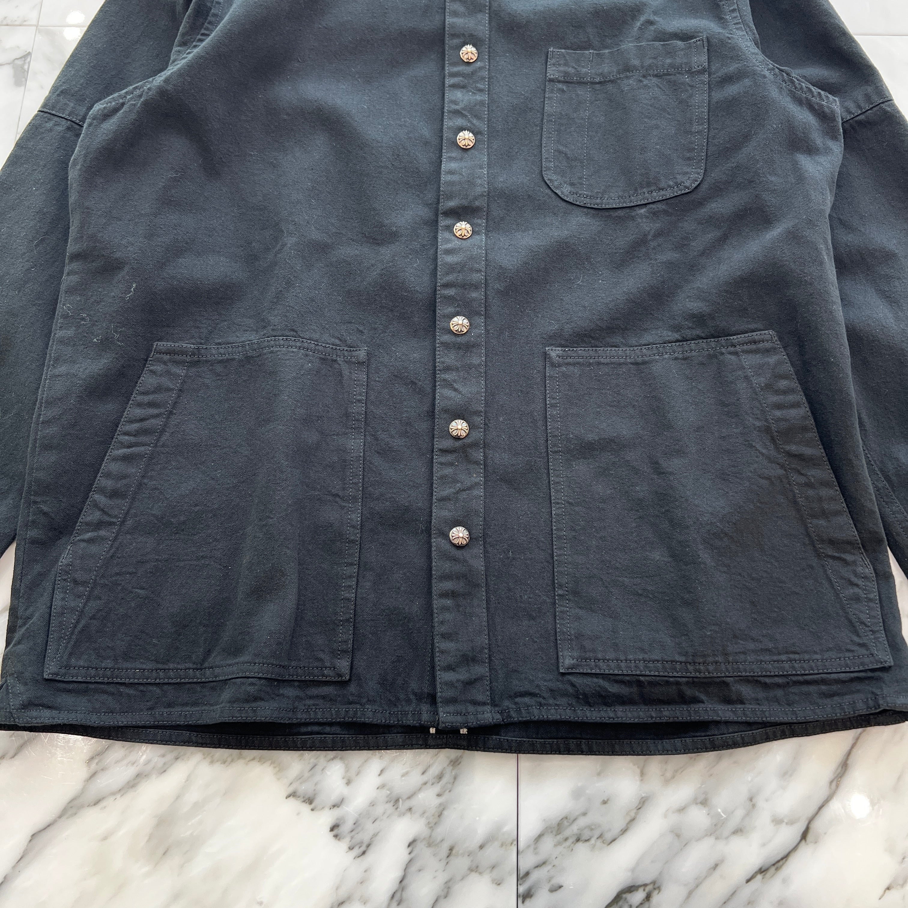 CHROME HEARTS Y NOT LAST BITE COVER ALL DENIM SHIRT Size XL クロムハーツ ワイノット ラストバイト カバーオール デニムシャツ サイズXL