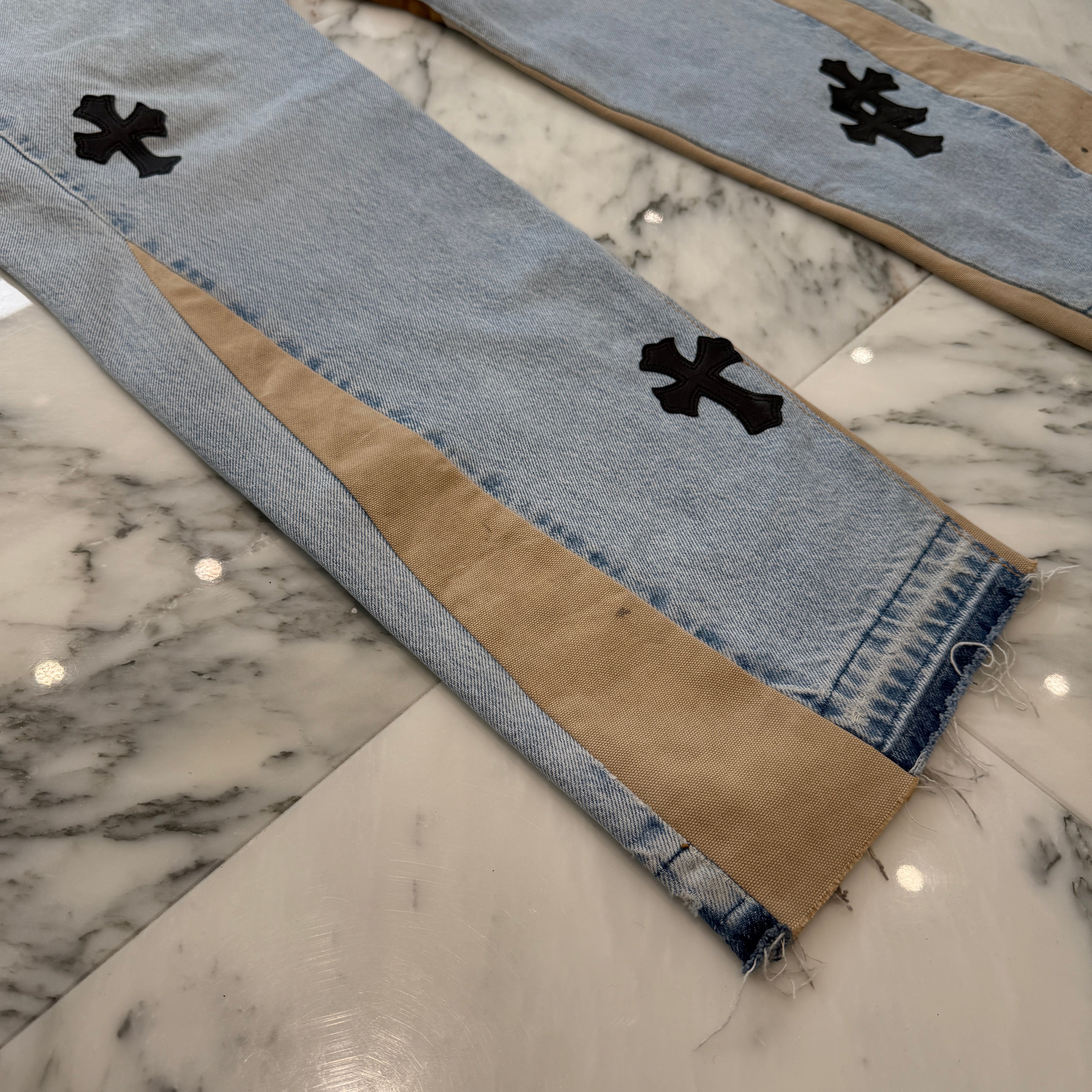 CHROME HEARTS × GALLERY DEPT. Levi's Body VNTG Leather Cross Patch Jeans Size 34 クロムハーツ × ギャラリーデプト リーバイスボディ ヴィンテージ レザークロスパッチ ジーンズ サイズ34