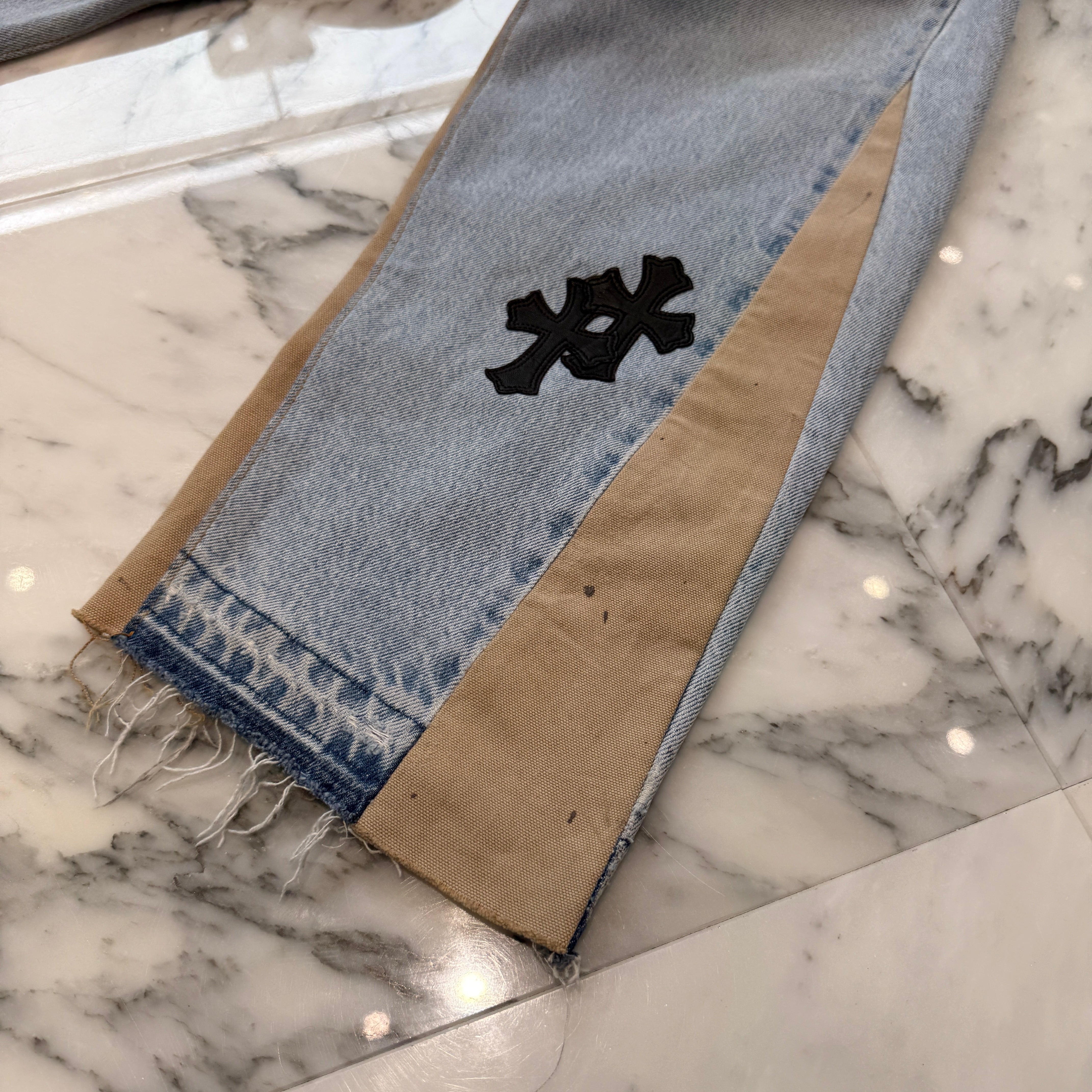 CHROME HEARTS × GALLERY DEPT. Levi's Body VNTG Leather Cross Patch Jeans Size 34 クロムハーツ × ギャラリーデプト リーバイスボディ ヴィンテージ レザークロスパッチ ジーンズ サイズ34