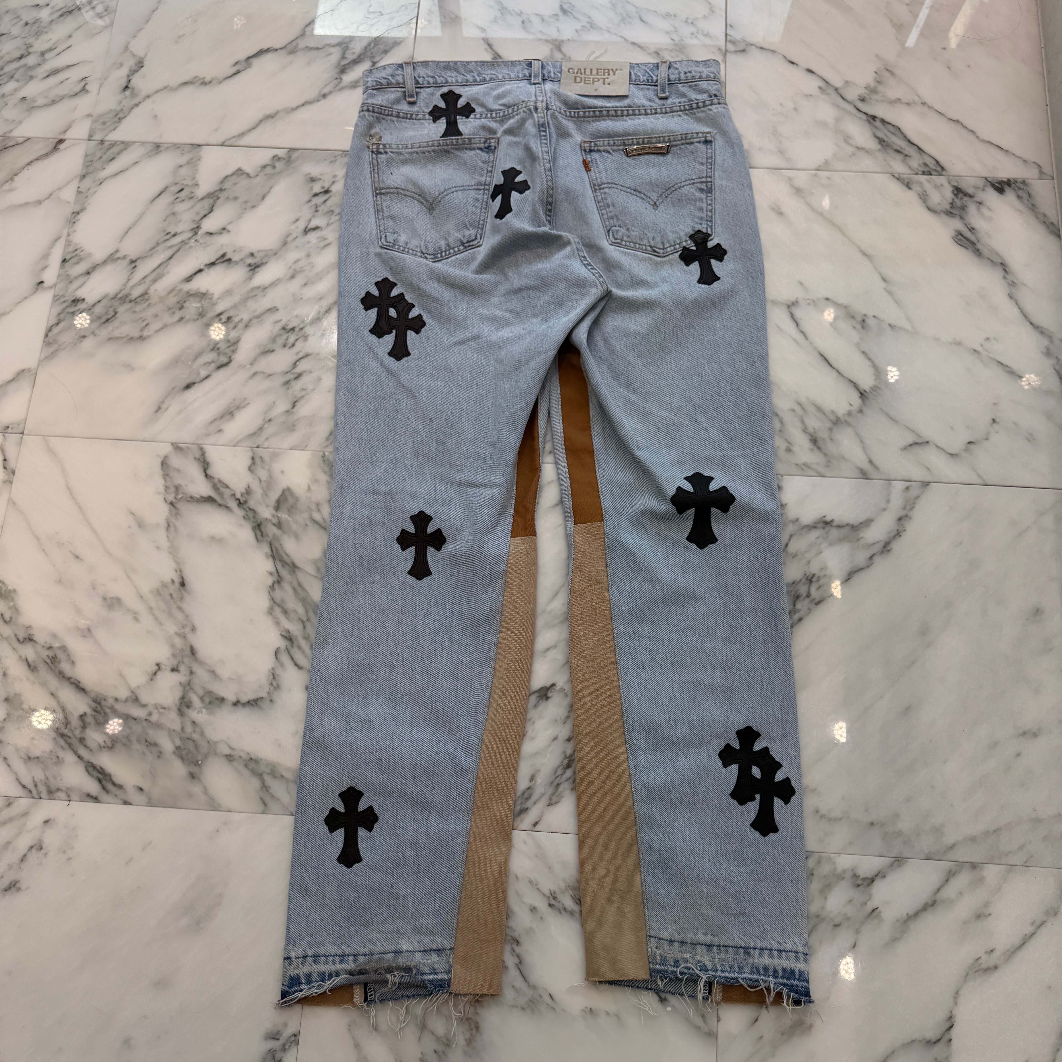 CHROME HEARTS × GALLERY DEPT. Levi's Body VNTG Leather Cross Patch Jeans Size 34 クロムハーツ × ギャラリーデプト リーバイスボディ ヴィンテージ レザークロスパッチ ジーンズ サイズ34