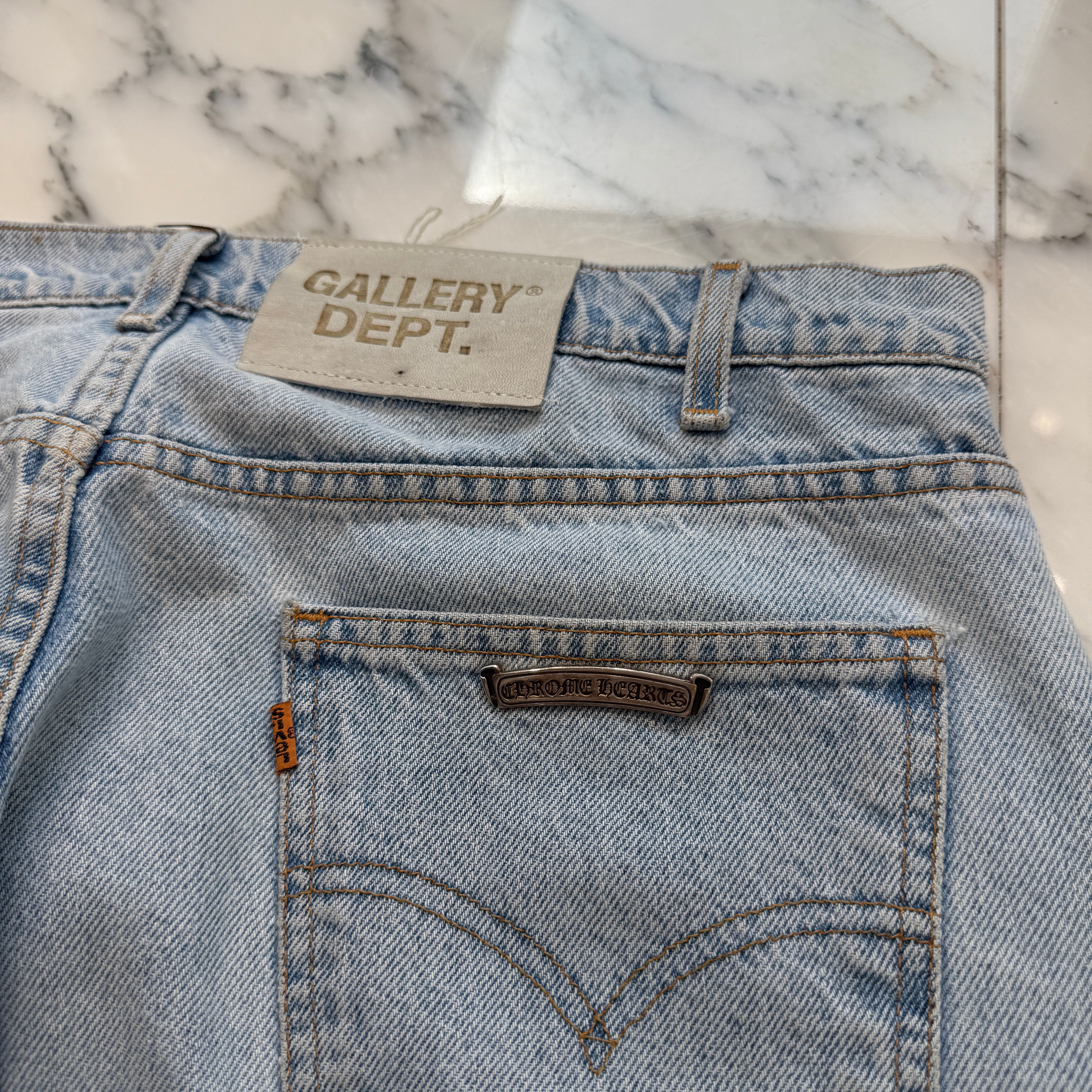 CHROME HEARTS × GALLERY DEPT. Levi's Body VNTG Leather Cross Patch Jeans Size 34 クロムハーツ × ギャラリーデプト リーバイスボディ ヴィンテージ レザークロスパッチ ジーンズ サイズ34