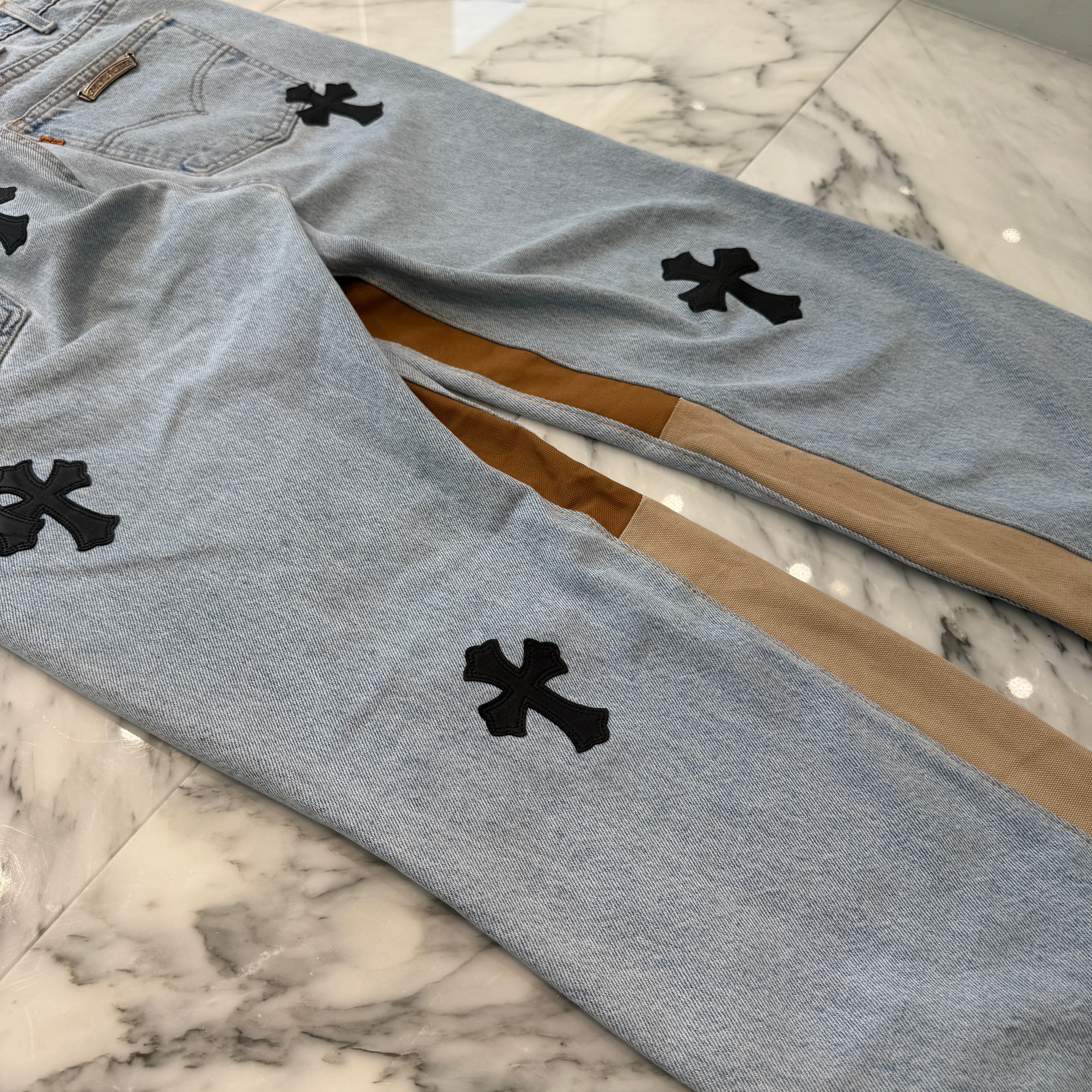 CHROME HEARTS × GALLERY DEPT. Levi's Body VNTG Leather Cross Patch Jeans Size 34 クロムハーツ × ギャラリーデプト リーバイスボディ ヴィンテージ レザークロスパッチ ジーンズ サイズ34