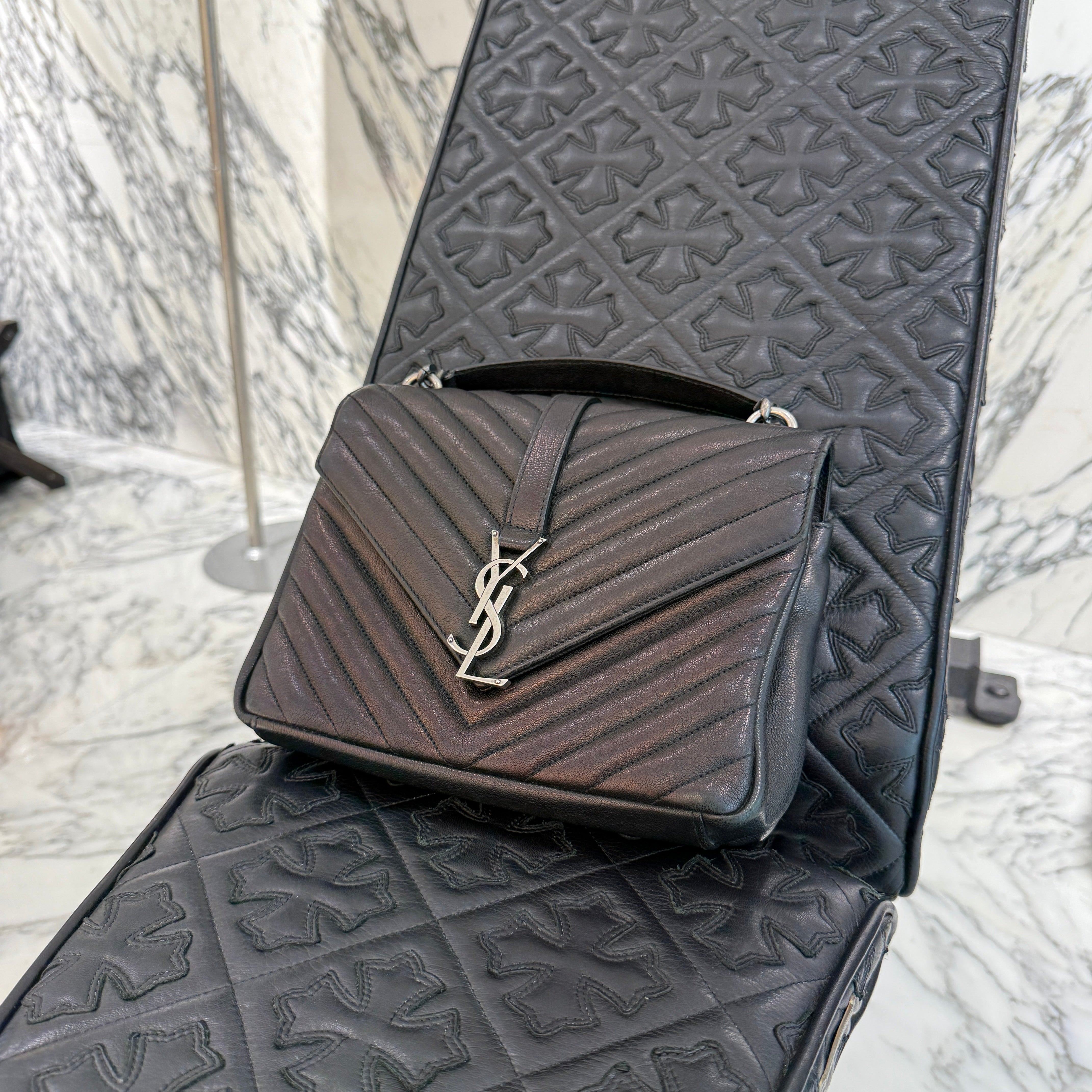 SAINT LAURENT PARIS College Lamb Skin Leather Shoulder Bag サンローランパリ カレッジ ラムスキン レザー ショルダーバッグ